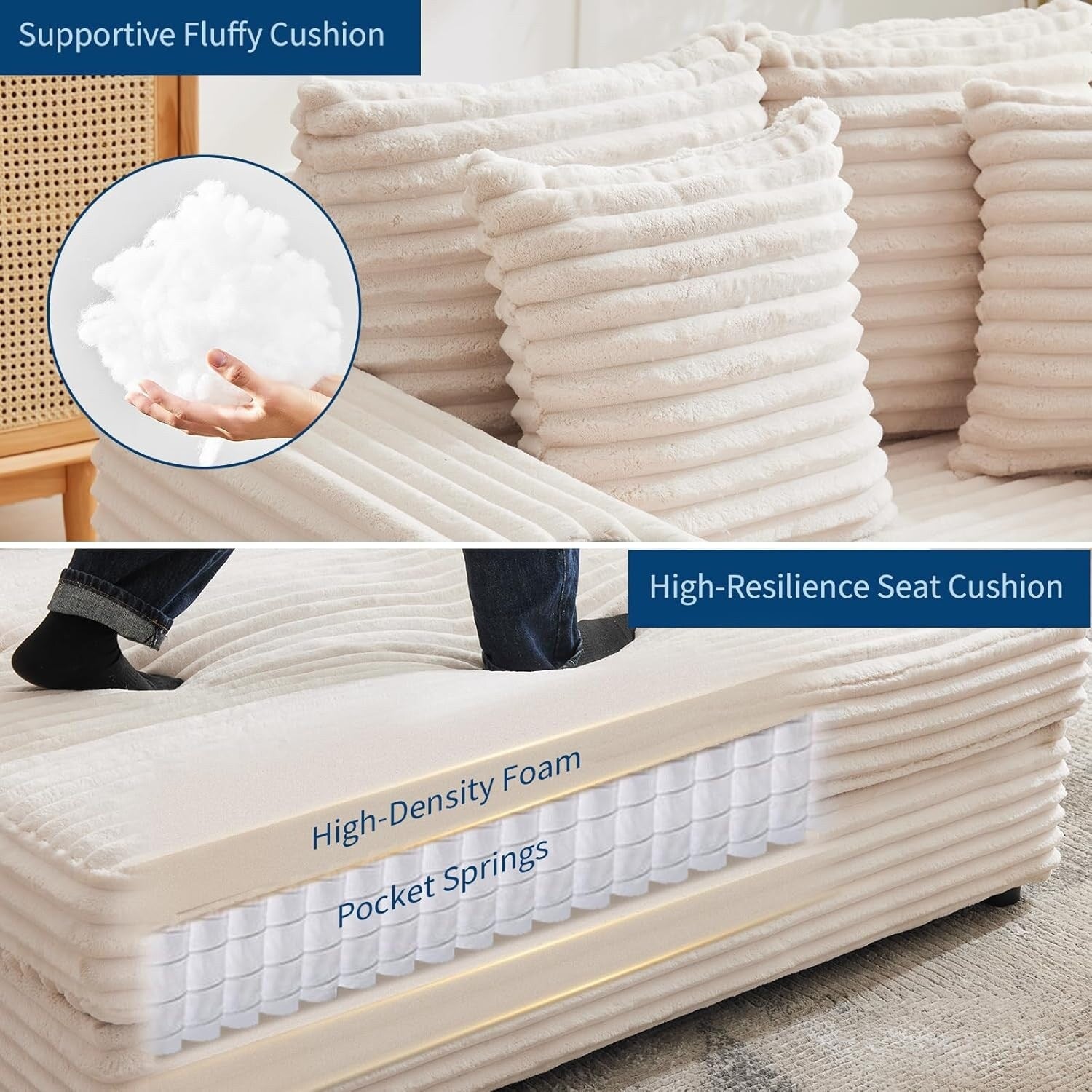 Canapé-lit rembourré de 54 pouces avec oreillers et accoudoirs Chaise de café surdimensionnée d'intérieur Canapé-lit confortable en velours côtelé