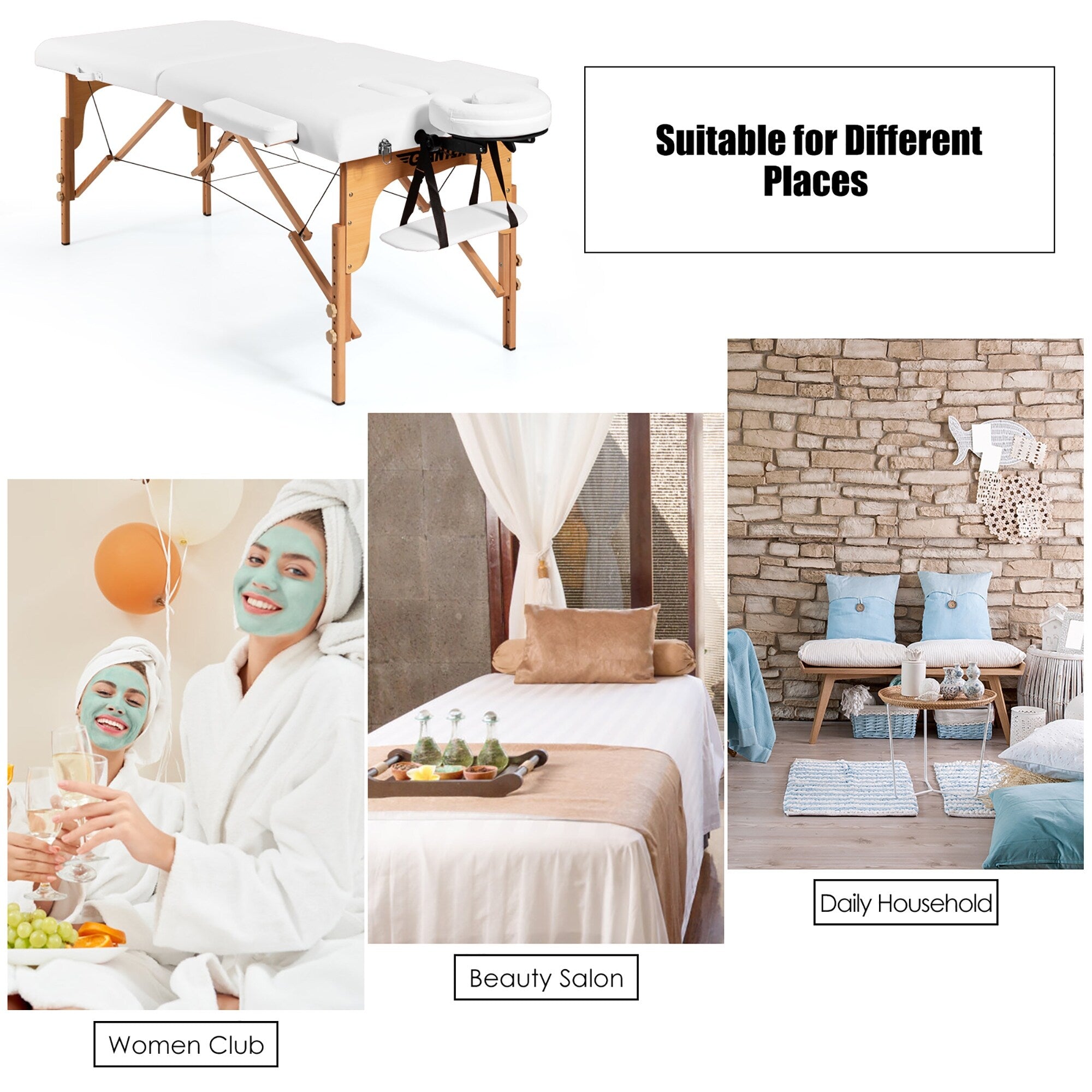 Table de massage portable 84''L réglable pour le visage, le spa et le tatouage avec transport