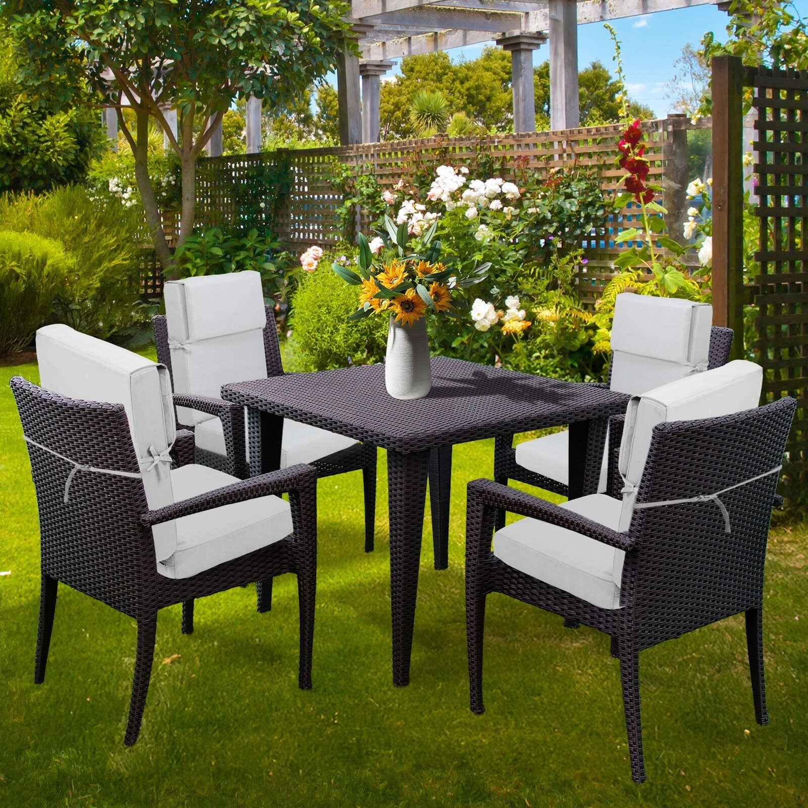 Lot de 4 coussins de chaise à dossier haut Aoodor Patio, 46 x 21 x 4 pouces (coussins uniquement)