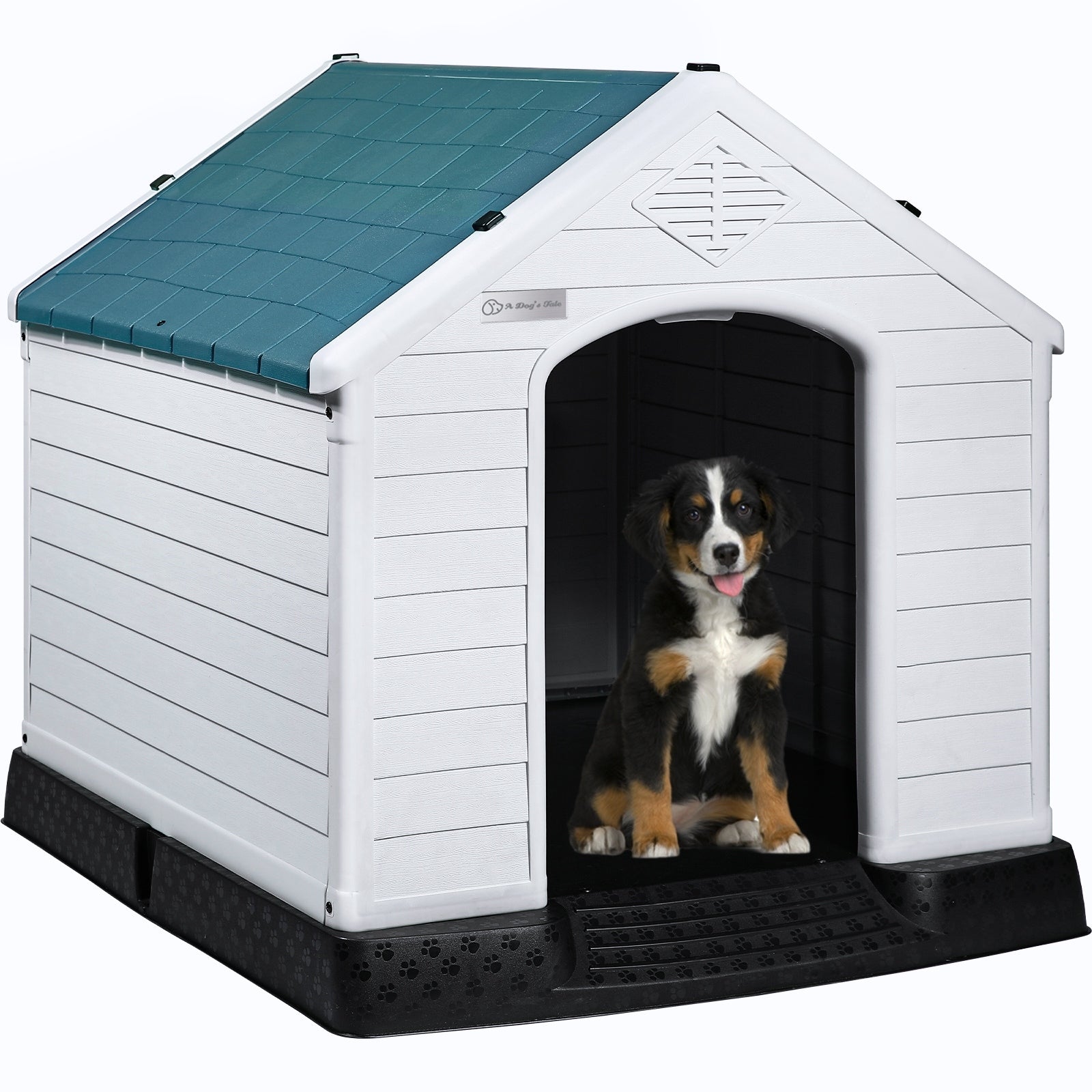 Niche en plastique Bossin pour chiens de petite et grande taille, niche isolée pour l'intérieur et l'extérieur, abri pour chiots avec plancher surélevé
