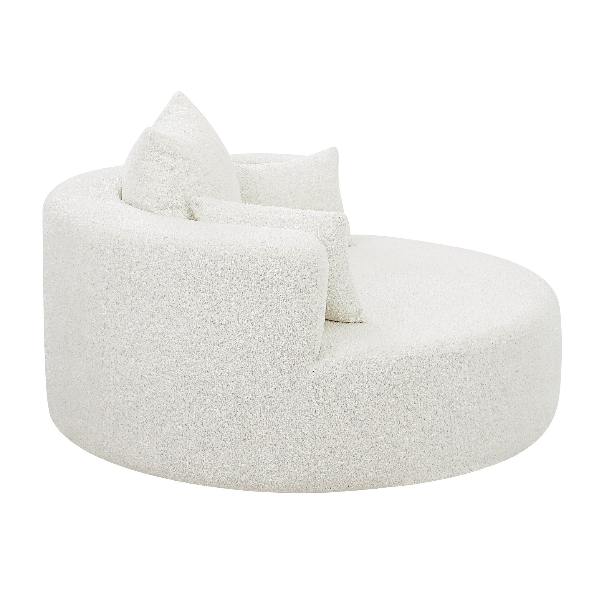 Fauteuil d'appoint en chenille, fauteuil rond avec base pivotante à 360 degrés et 3 coussins amovibles