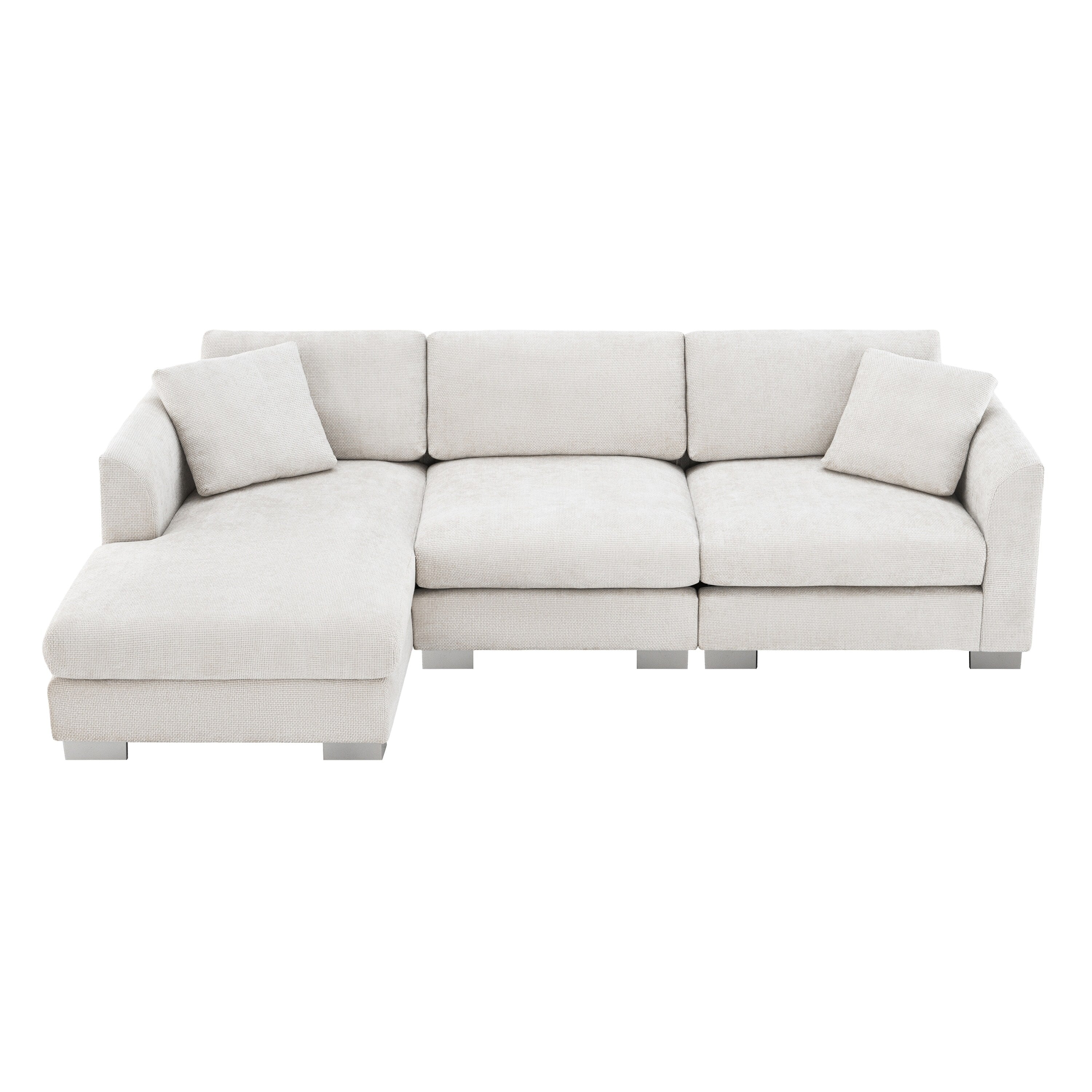 Canapé sectionnel Cloud, ensemble de canapés de luxe en forme de L avec 2 oreillers gratuits, mobilier d'intérieur 4 places en chenille avec méridienne surdimensionnée