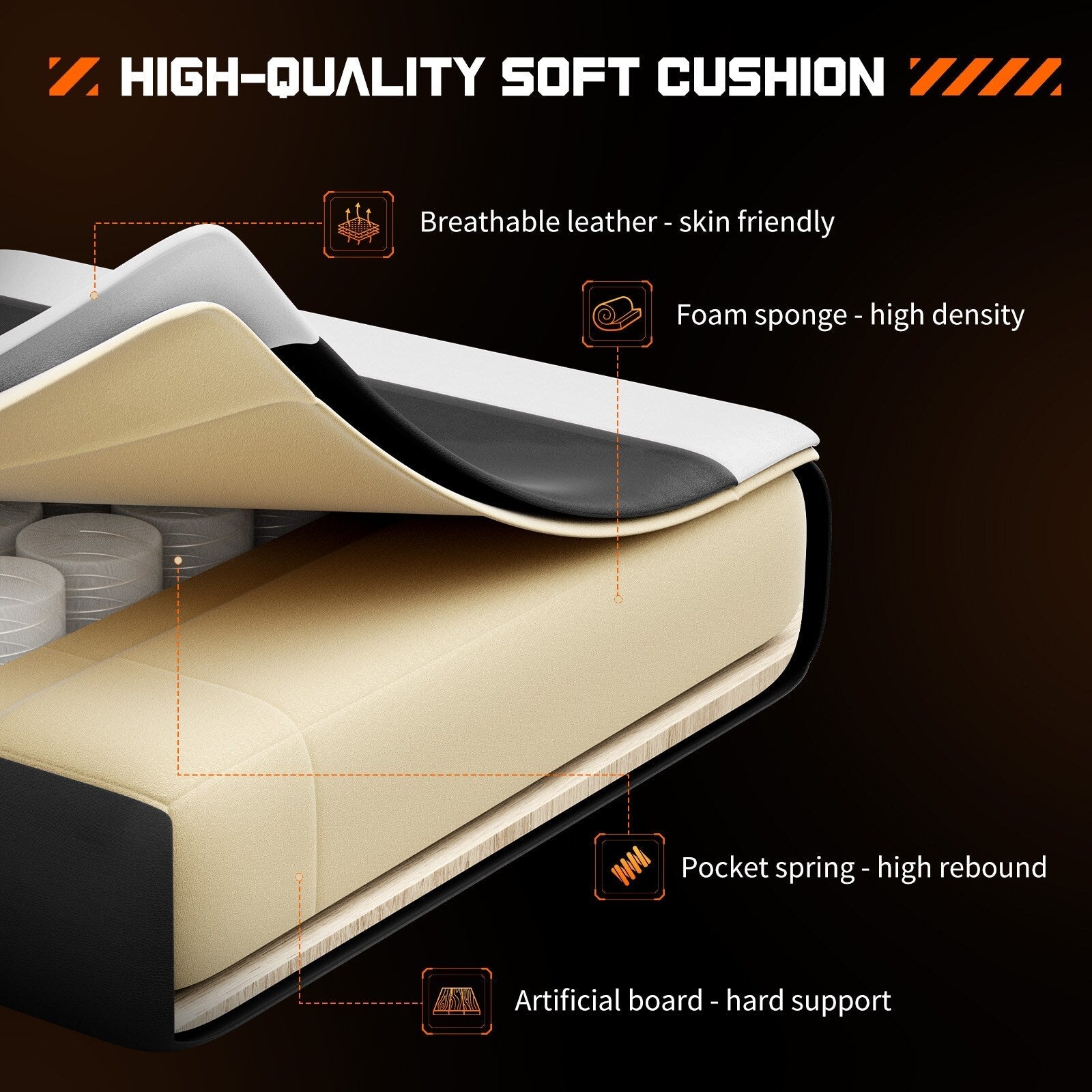 Fauteuil de jeu ergonomique pivotant à 360° en cuir PU avec repose-pieds, appui-tête, support lombaire et hauteur réglable