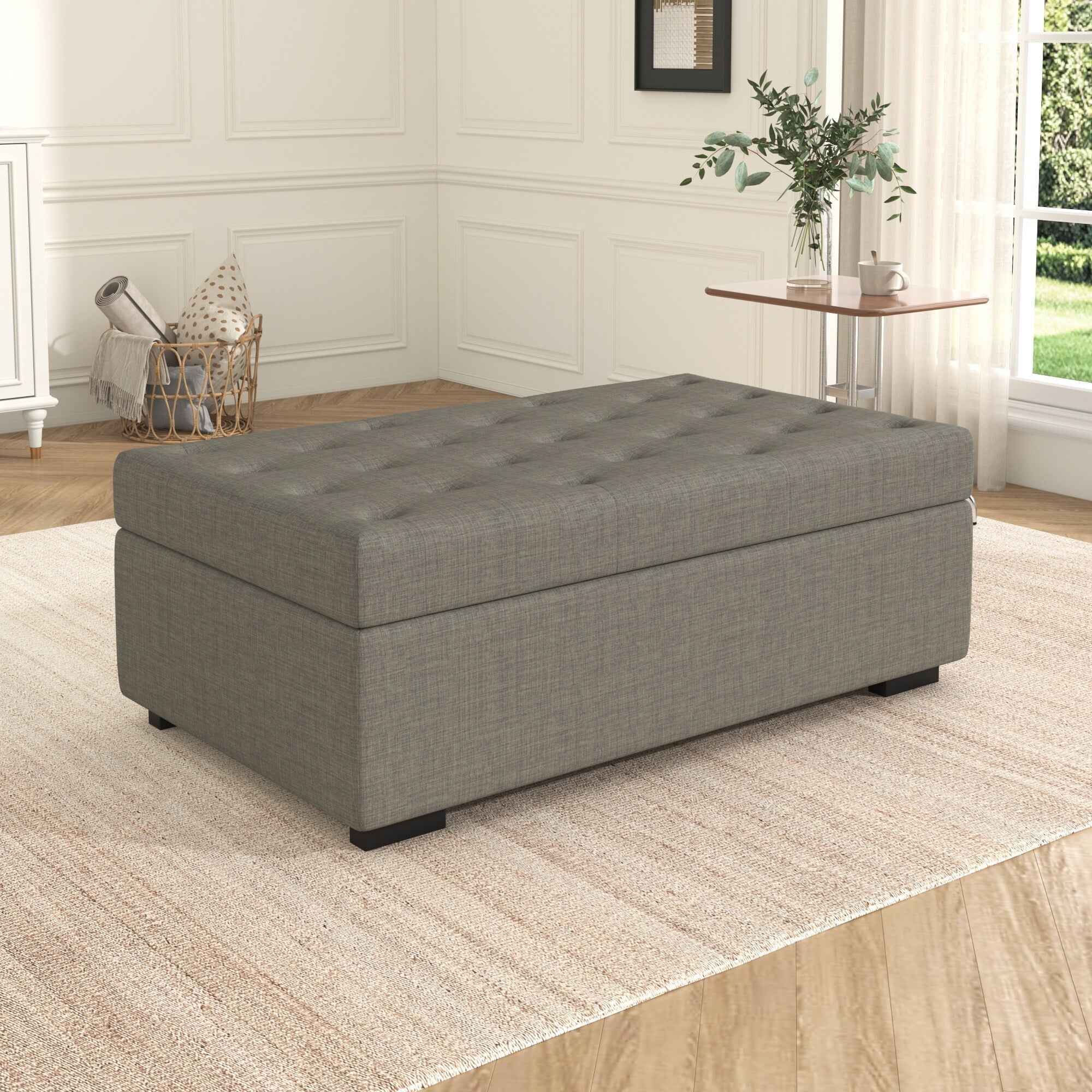 Canapé-lit pliant, ottoman de 49,6 pouces avec un canapé-lit pliant, canapé-lit ottoman convertible avec matelas à mémoire de forme et design capitonné