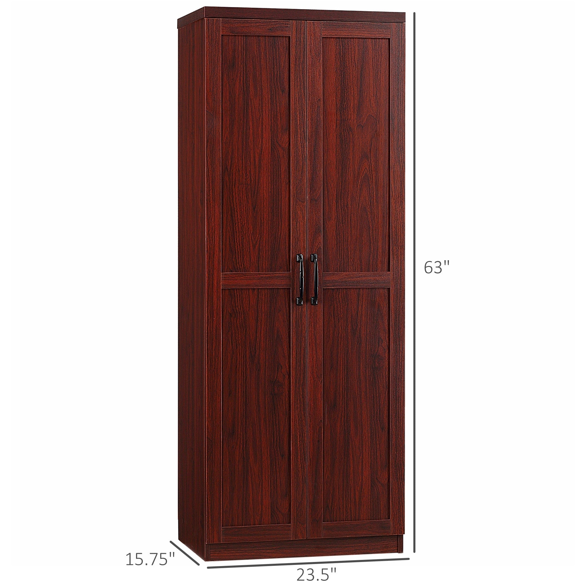 HOMCOM 63 Garde-manger de cuisine à 2 portes, meuble de rangement indépendant avec étagères à 5 niveaux et 2 étagères réglables pour salle à manger