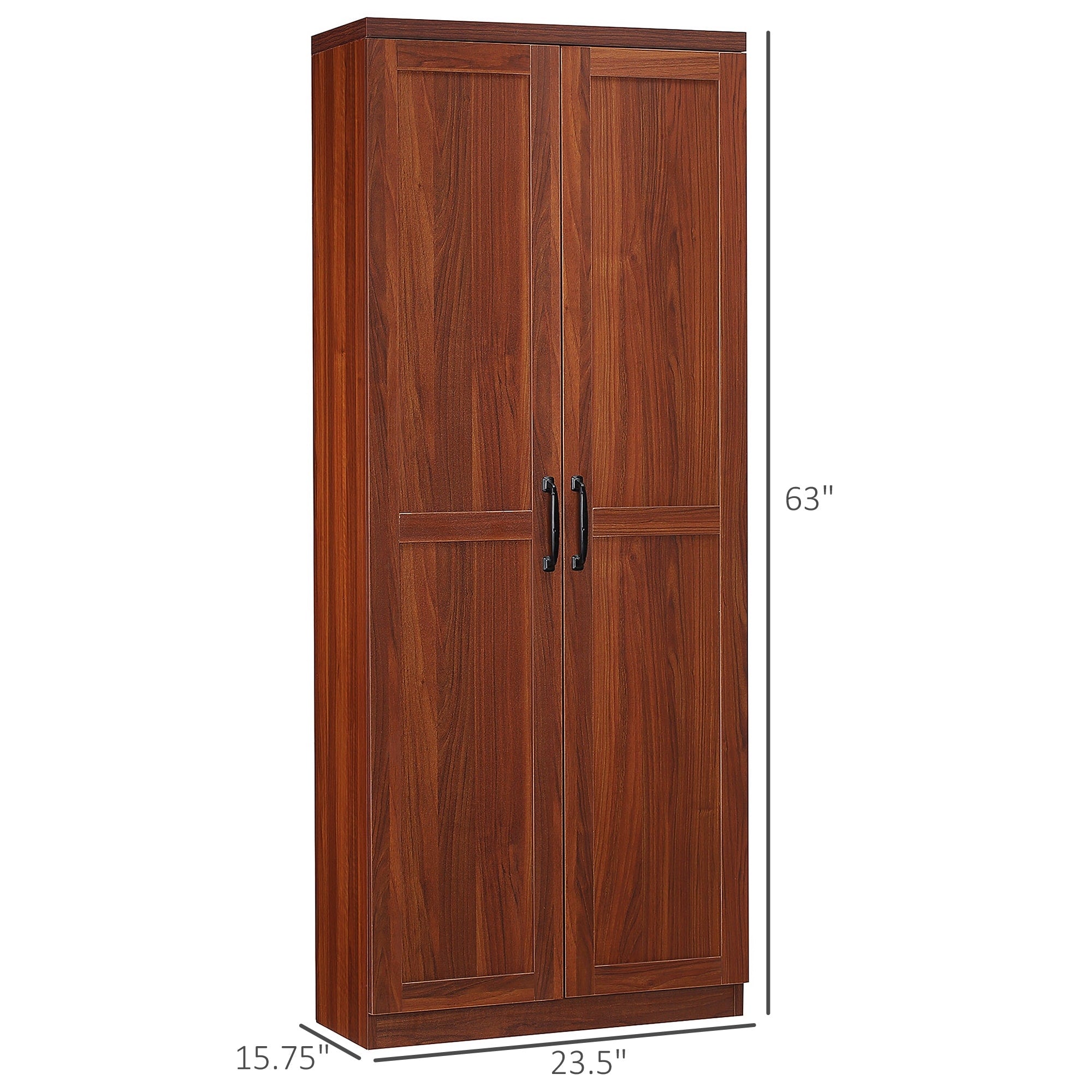 HOMCOM 63 Garde-manger de cuisine à 2 portes, meuble de rangement indépendant avec étagères à 5 niveaux et 2 étagères réglables pour salle à manger