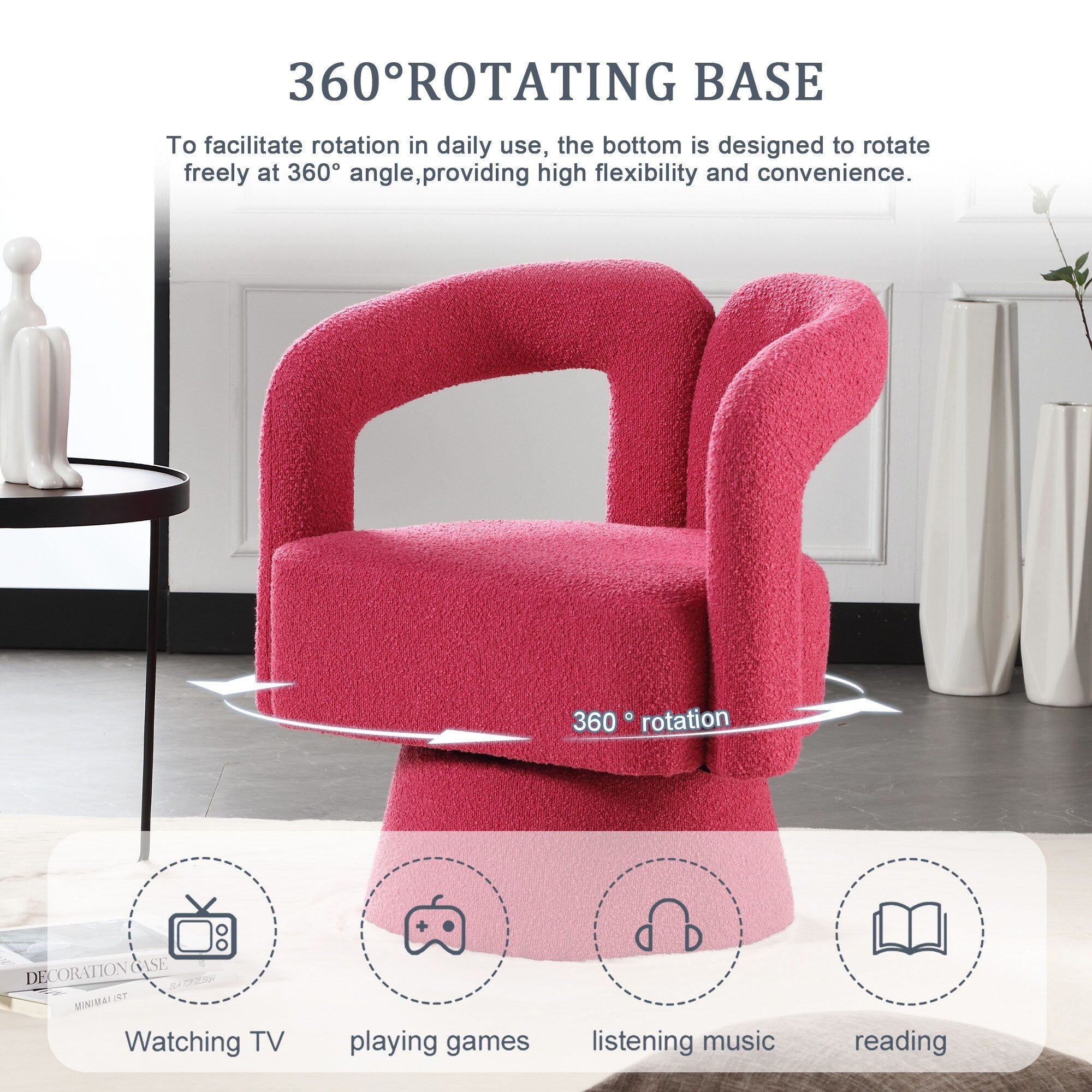 Fauteuils d'appoint pivotants à 360 degrés rembourrés Boucle de HOMEFUN