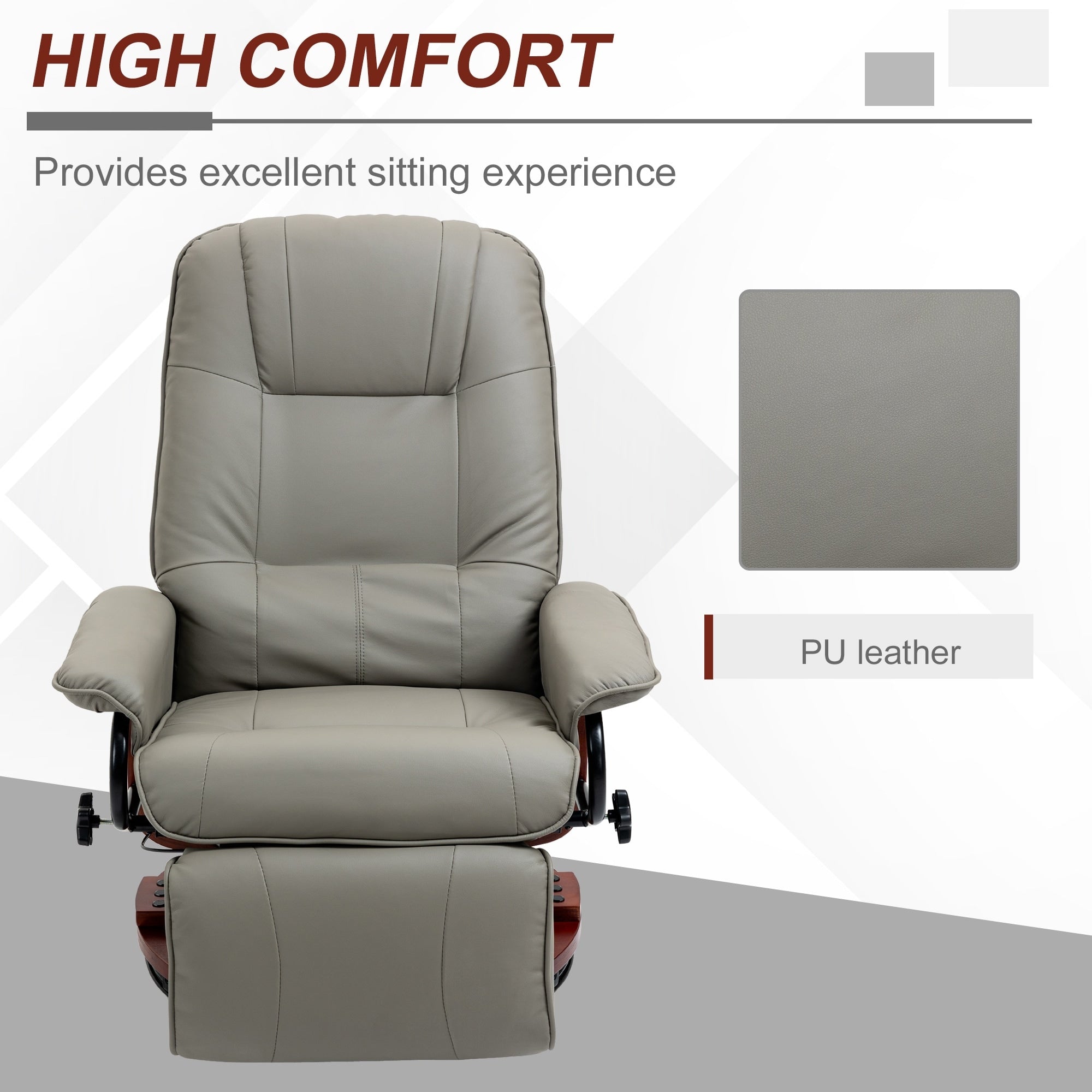 Fauteuil inclinable pivotant manuel réglable en similicuir HomCom avec repose-pieds confortable et relaxant