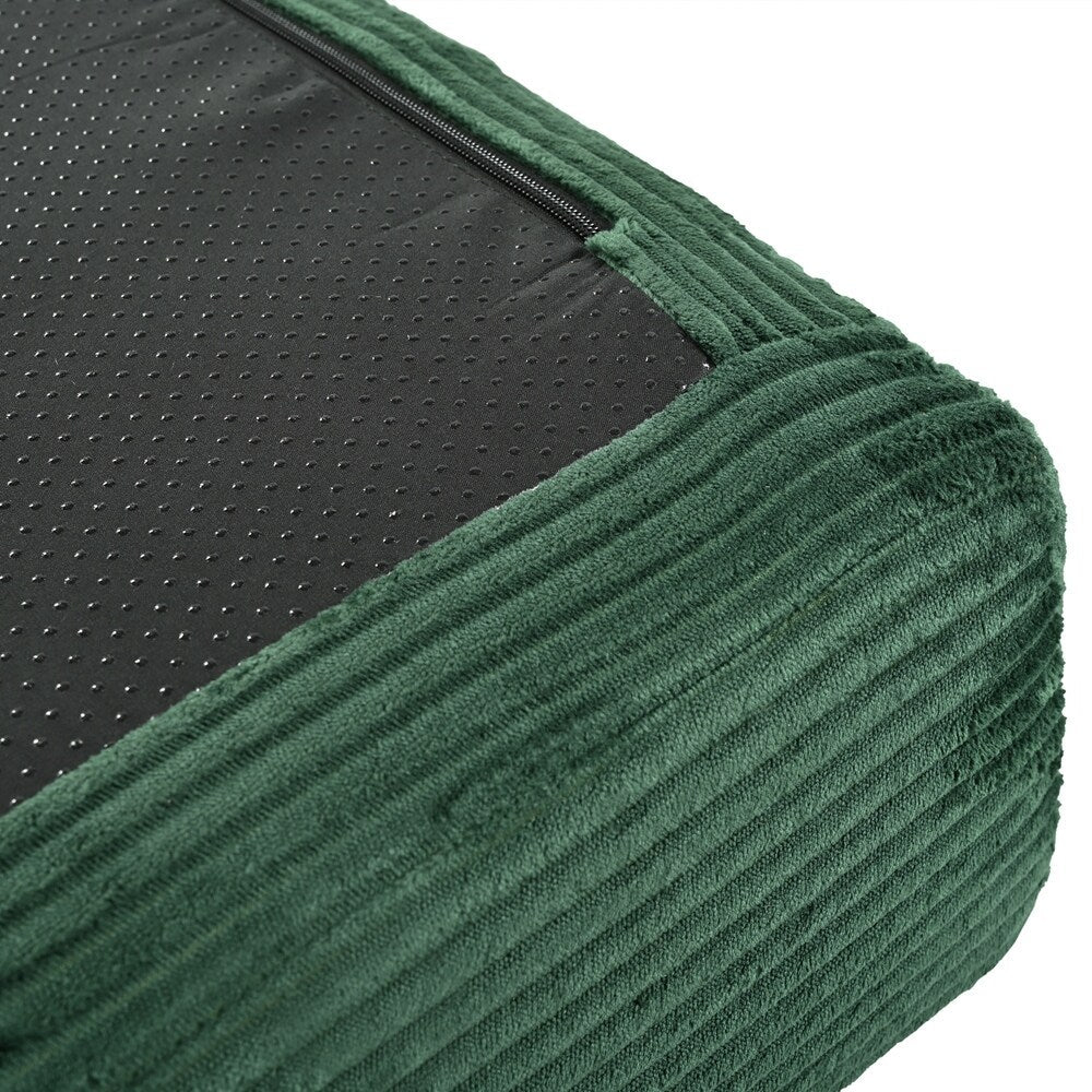 Canapé-lit modulaire en L en tissu velours côtelé