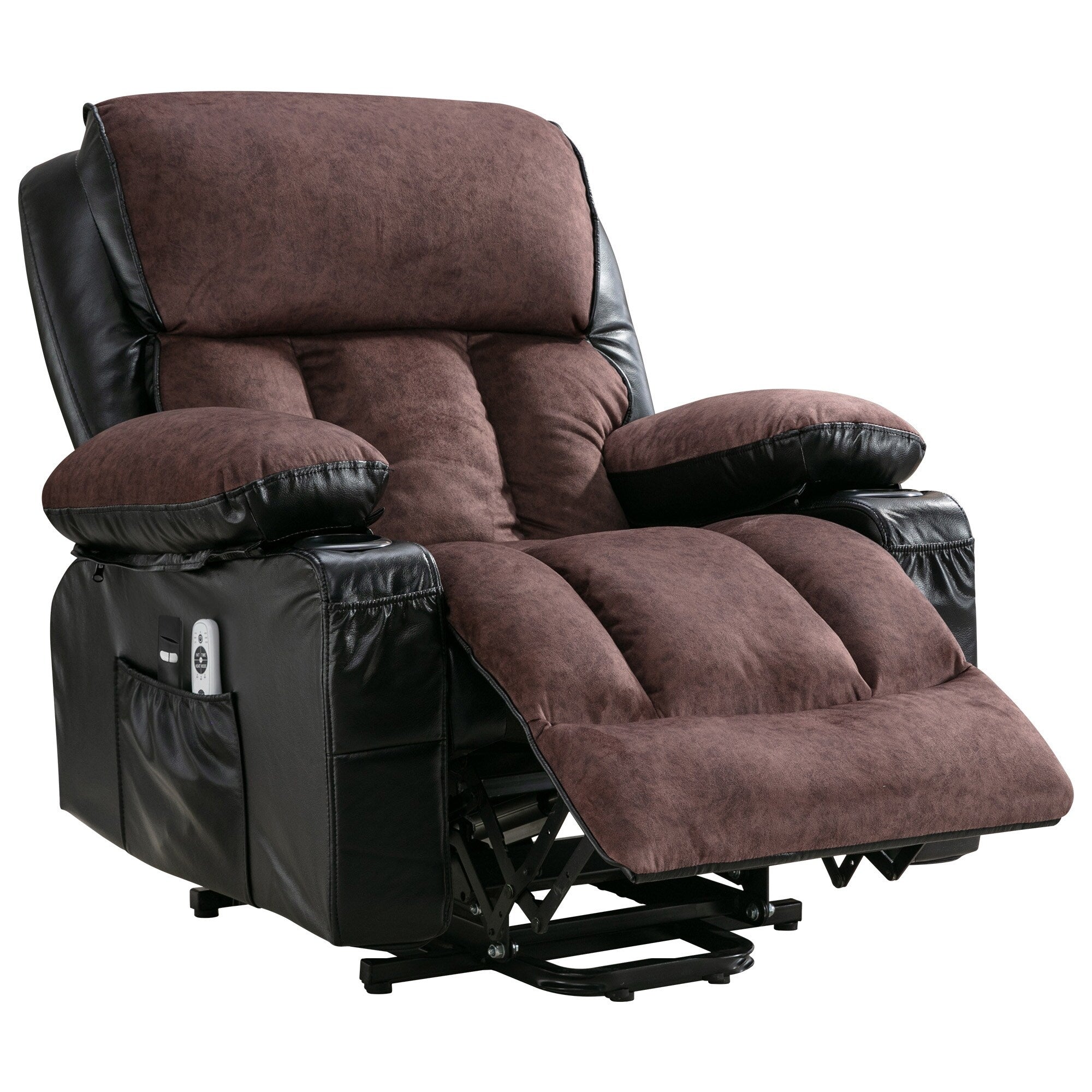 Grand fauteuil inclinable électrique avec chauffage et massage 8 points - Télécommande, port USB
