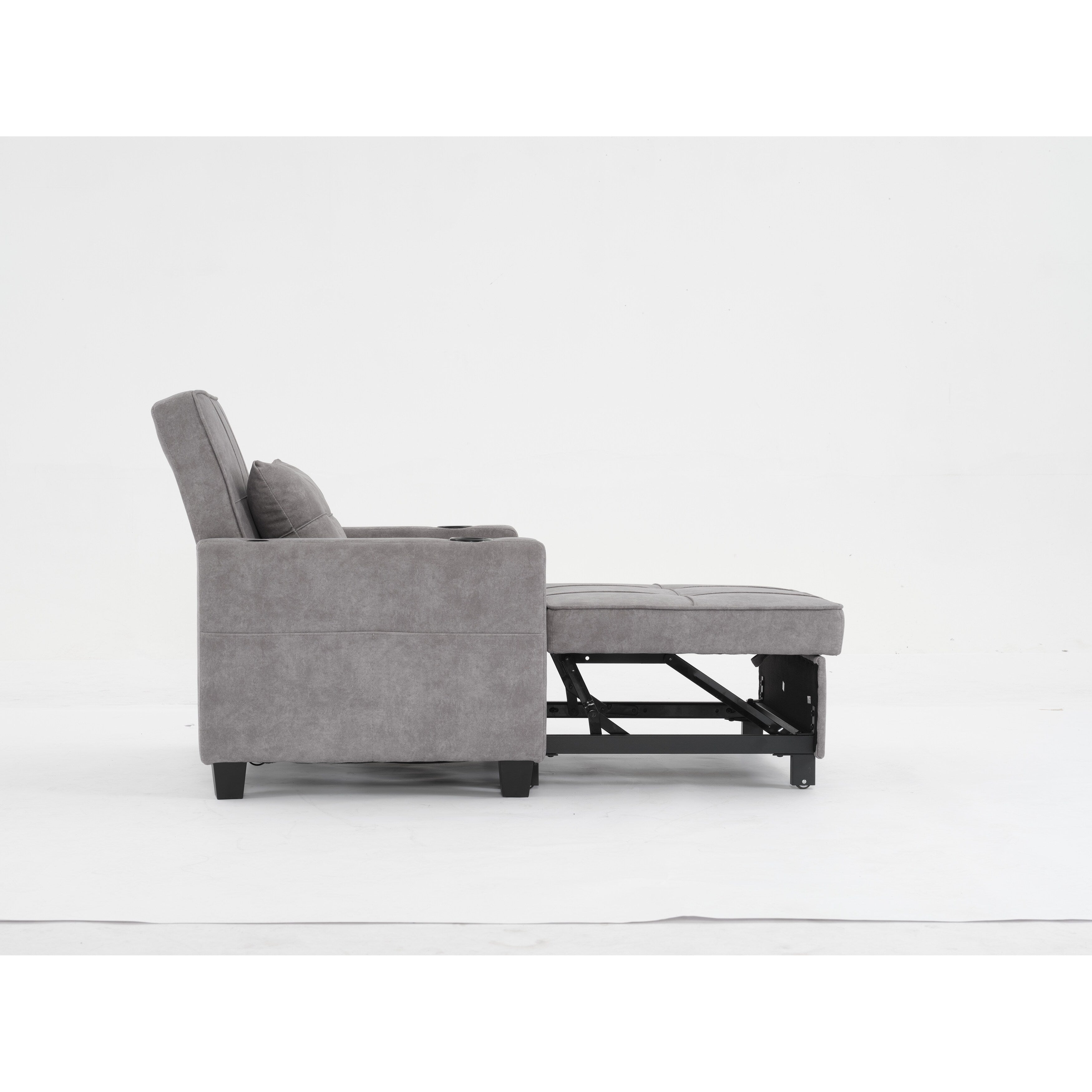 Canapé convertible 3 en 1 gris clair 68.12 Tech Clothr avec ports USB et tissu résistant à l'usure pour le salon