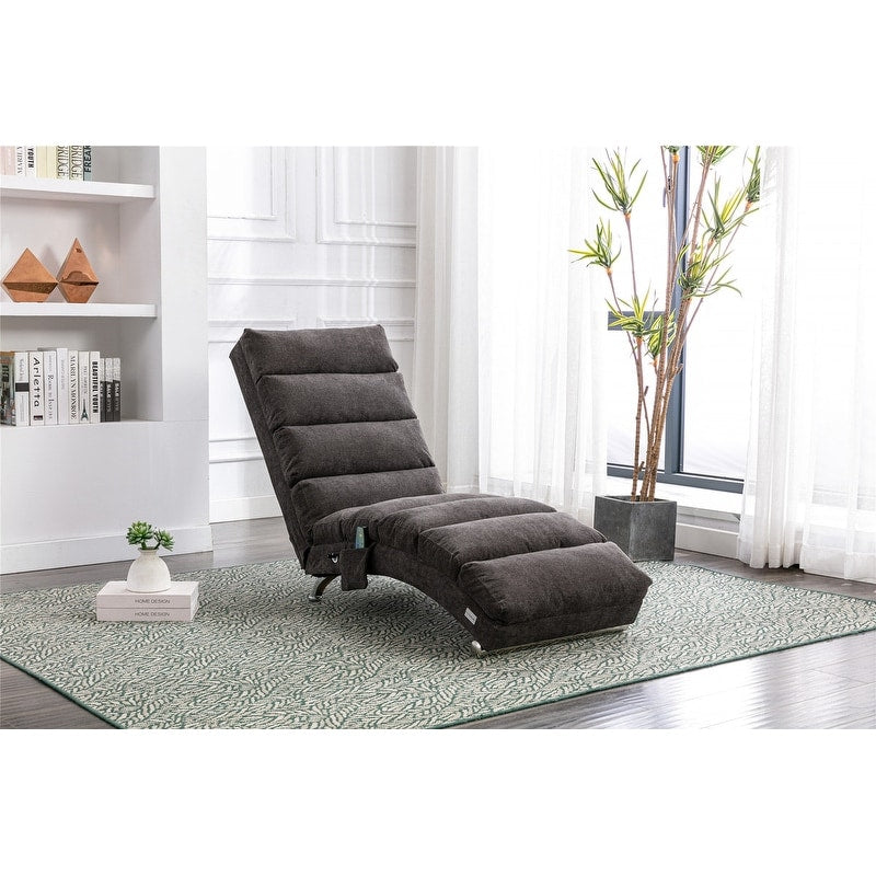 Fauteuil de massage inclinable en lin Intérieur avec télécommande, fauteuil de massage électrique ergonomique, 5 modes