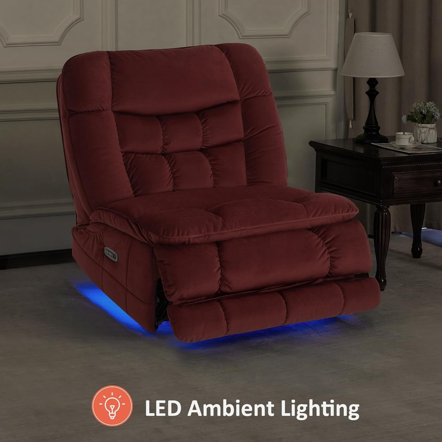 Fauteuil inclinable à bascule électrique surdimensionné MCombo à double moteur, sans accoudoirs, idéal pour le salon, tissu PR607