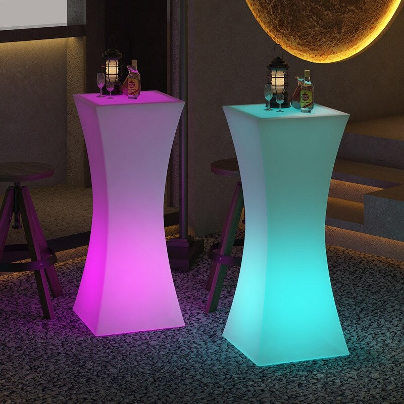 Table de cocktail Mixoy aux couleurs changeantes avec taille fine, table de pub lumineuse rechargeable sans fil pour fête, mobilier d'ambiance LED
