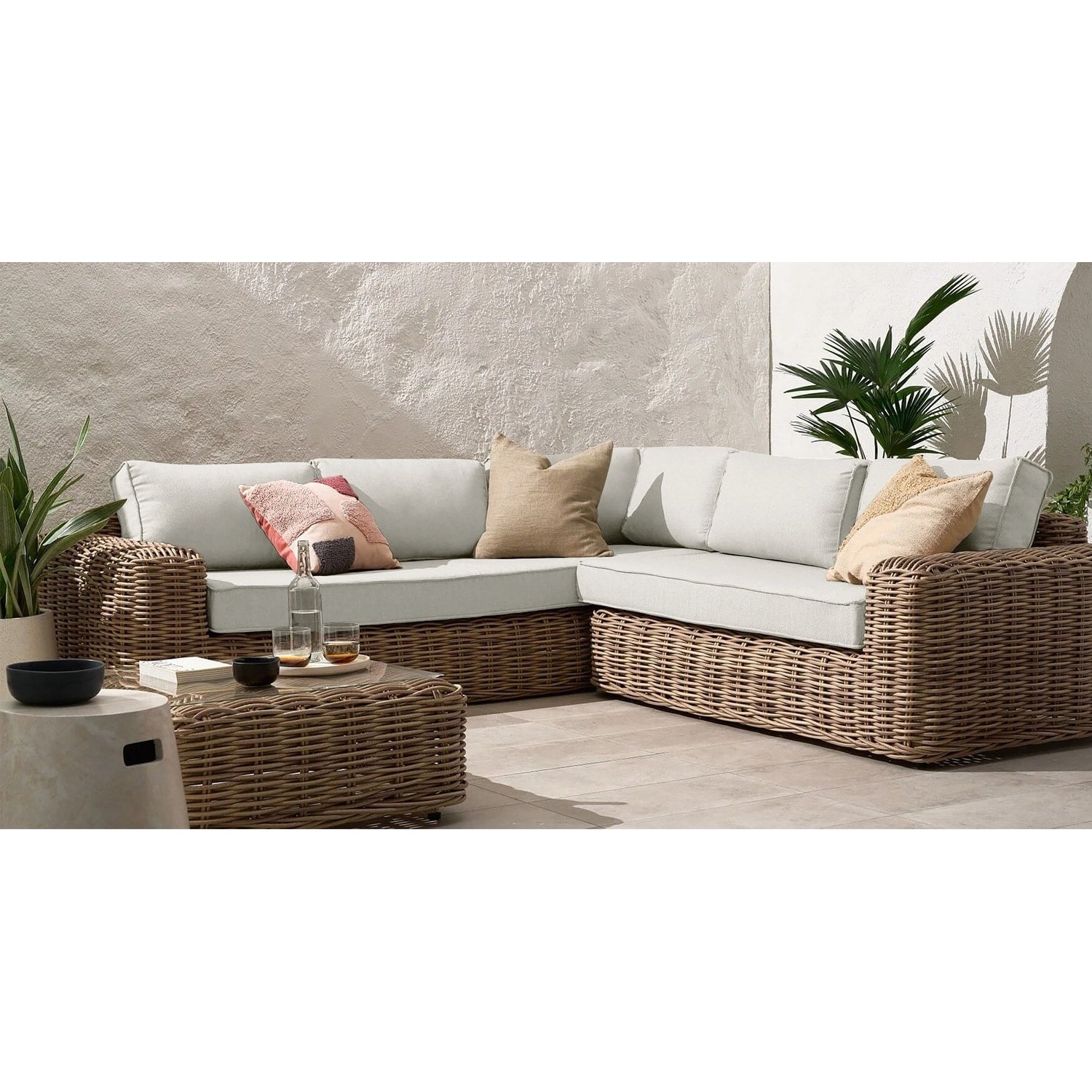 Ensemble de salon d'angle d'extérieur/terrasse Poly & Bark Puglia avec table basse