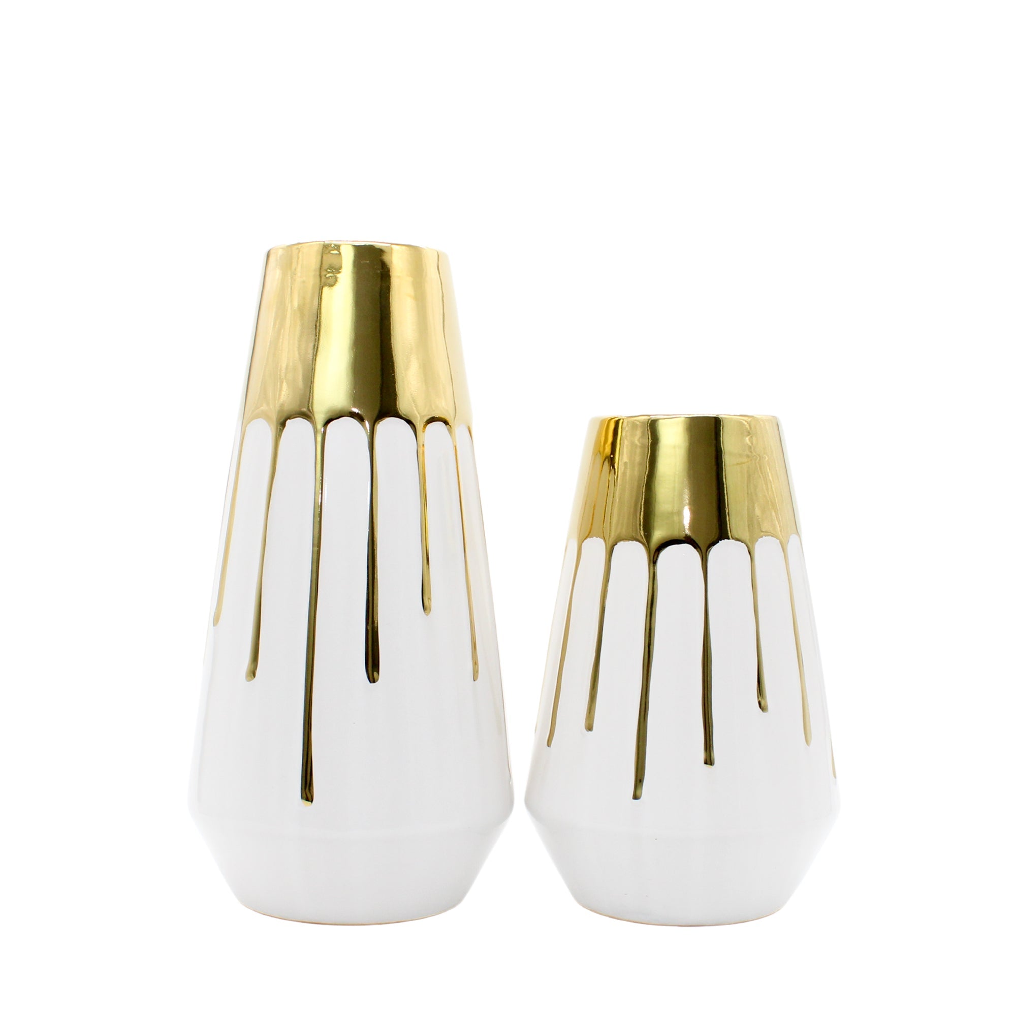 Petit vase effet goutte blanc et doré