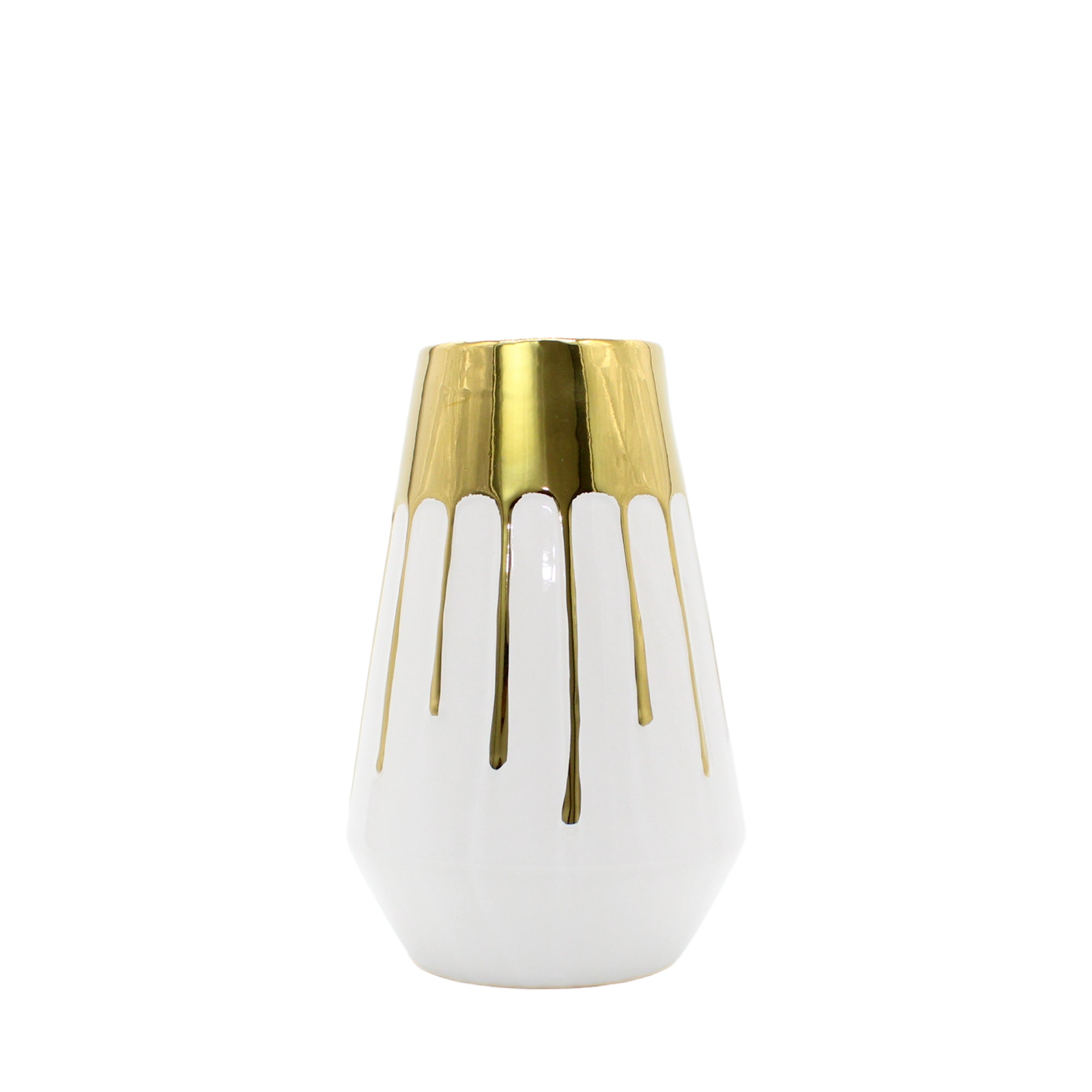 Petit vase effet goutte blanc et doré