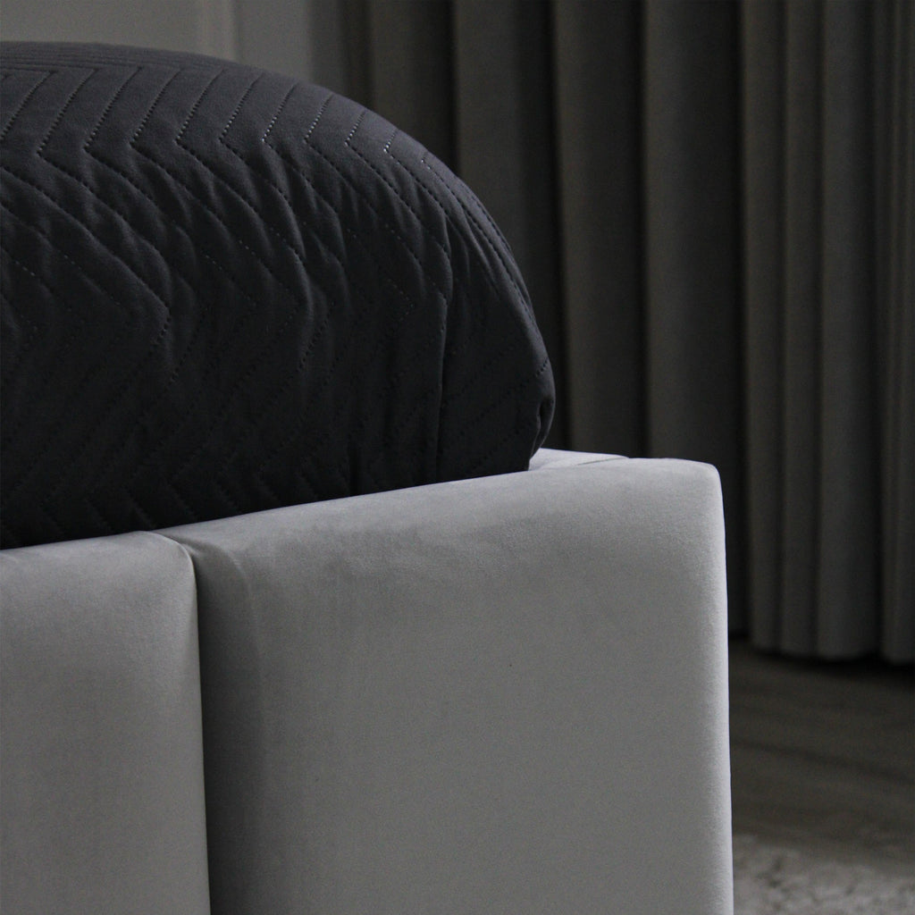 Lit ottoman de rangement rembourré gris clair Imogen