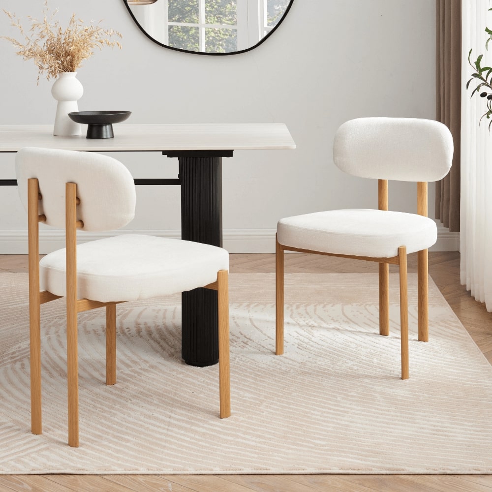 Ensemble de salle à manger en céramique blanche Athens avec 6 chaises Kiah