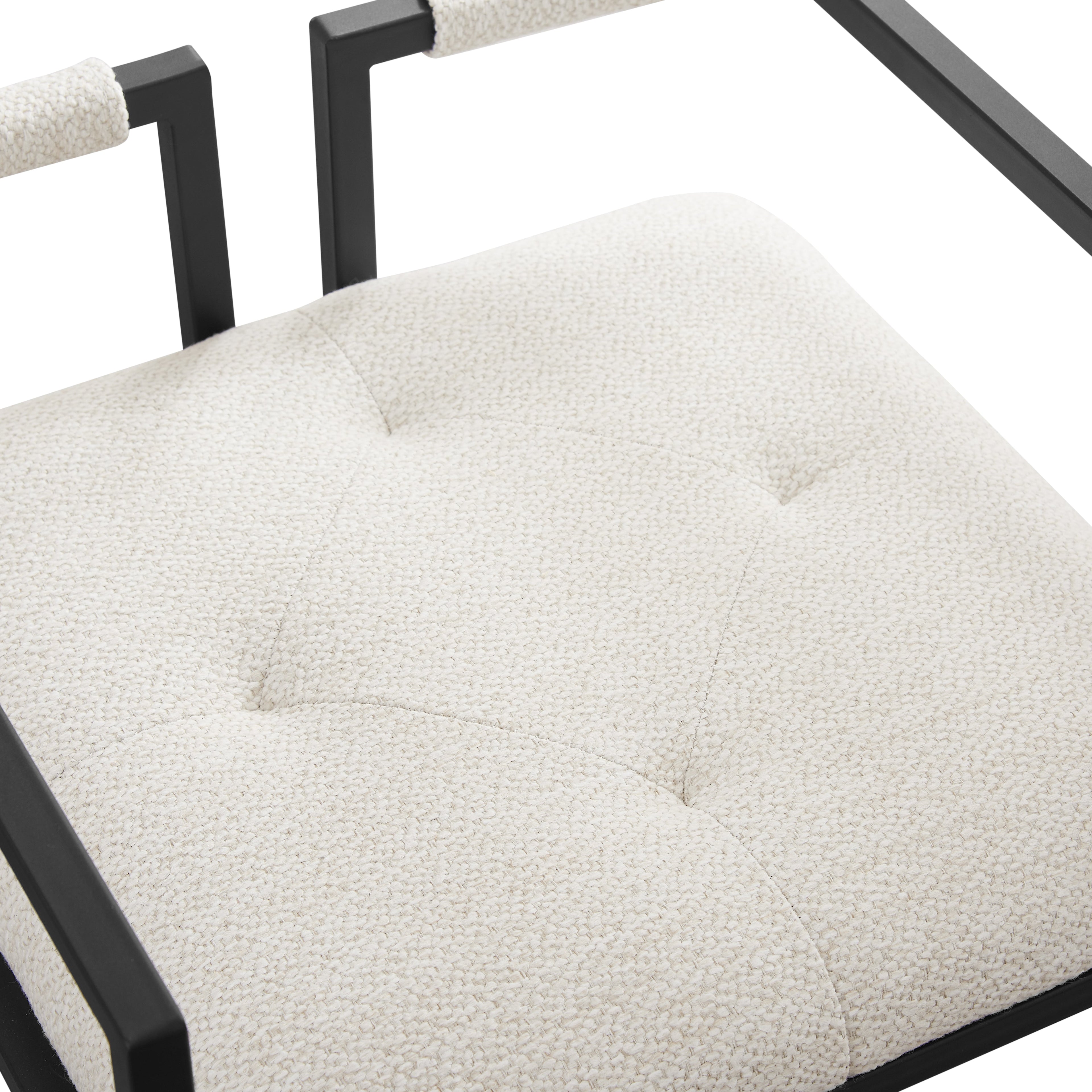 Tabouret de bar moderne Cassie en tissu ivoire et cadre noir