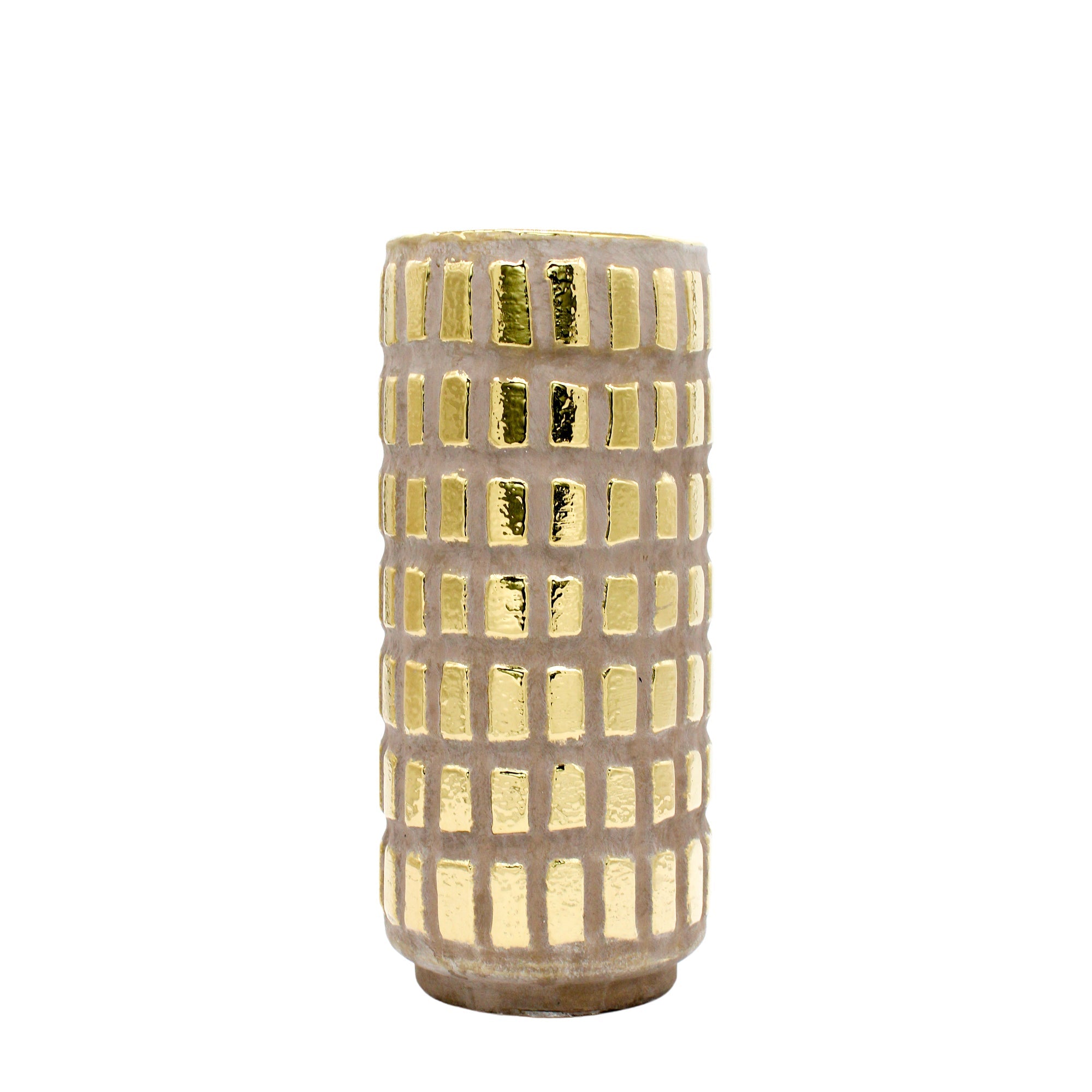 Grand vase à motif de blocs dorés
