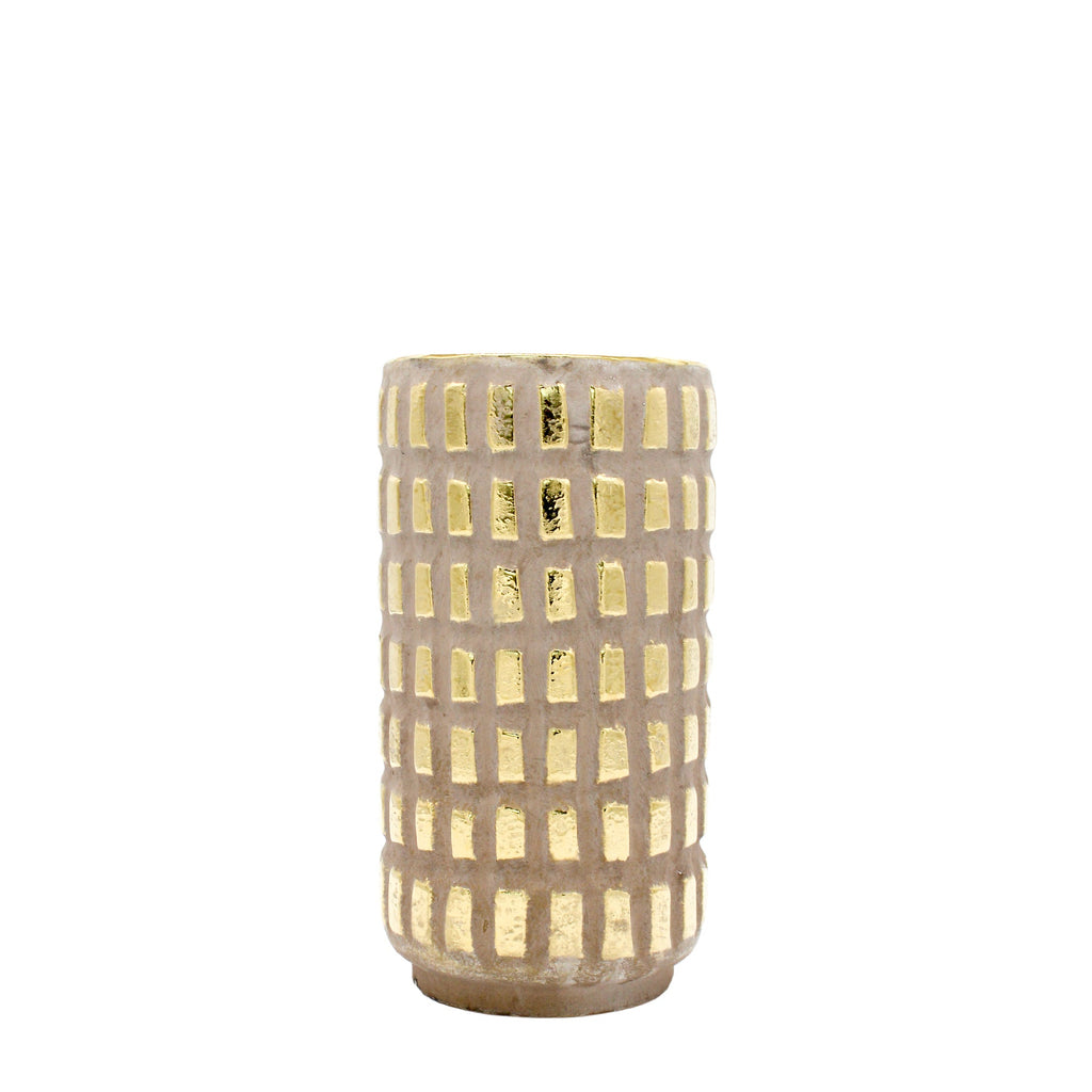 Vase moyen à motif de blocs dorés