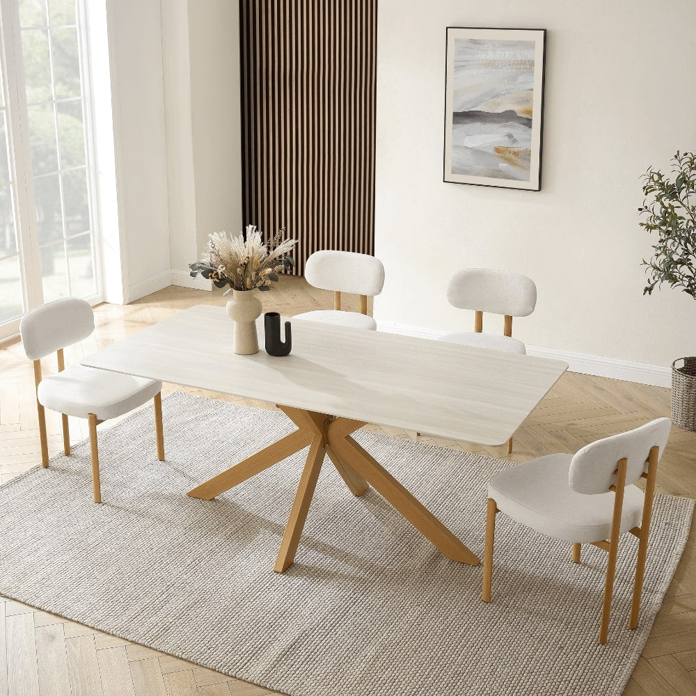 Ensemble de salle à manger en céramique blanche Athens avec 6 chaises Kiah