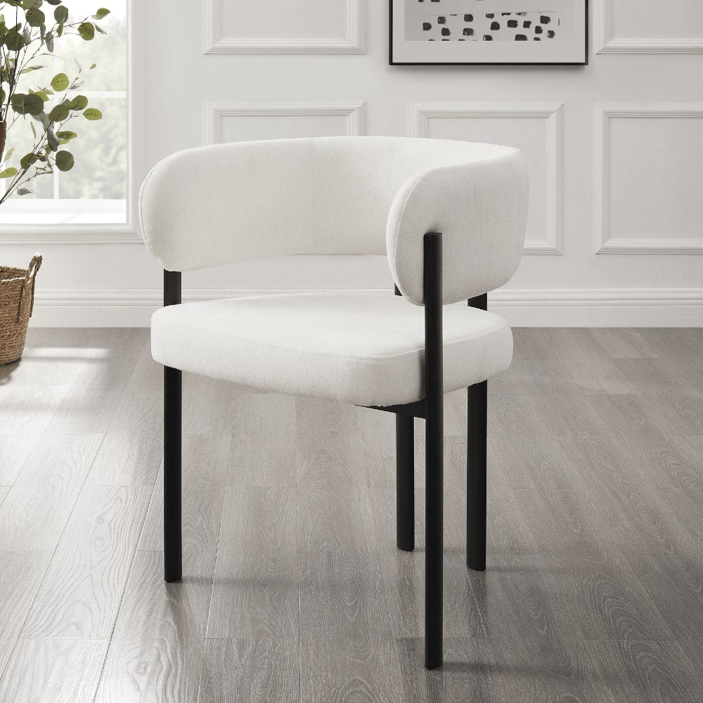 Ensemble de salle à manger en céramique blanche Siena avec 6 chaises Elle