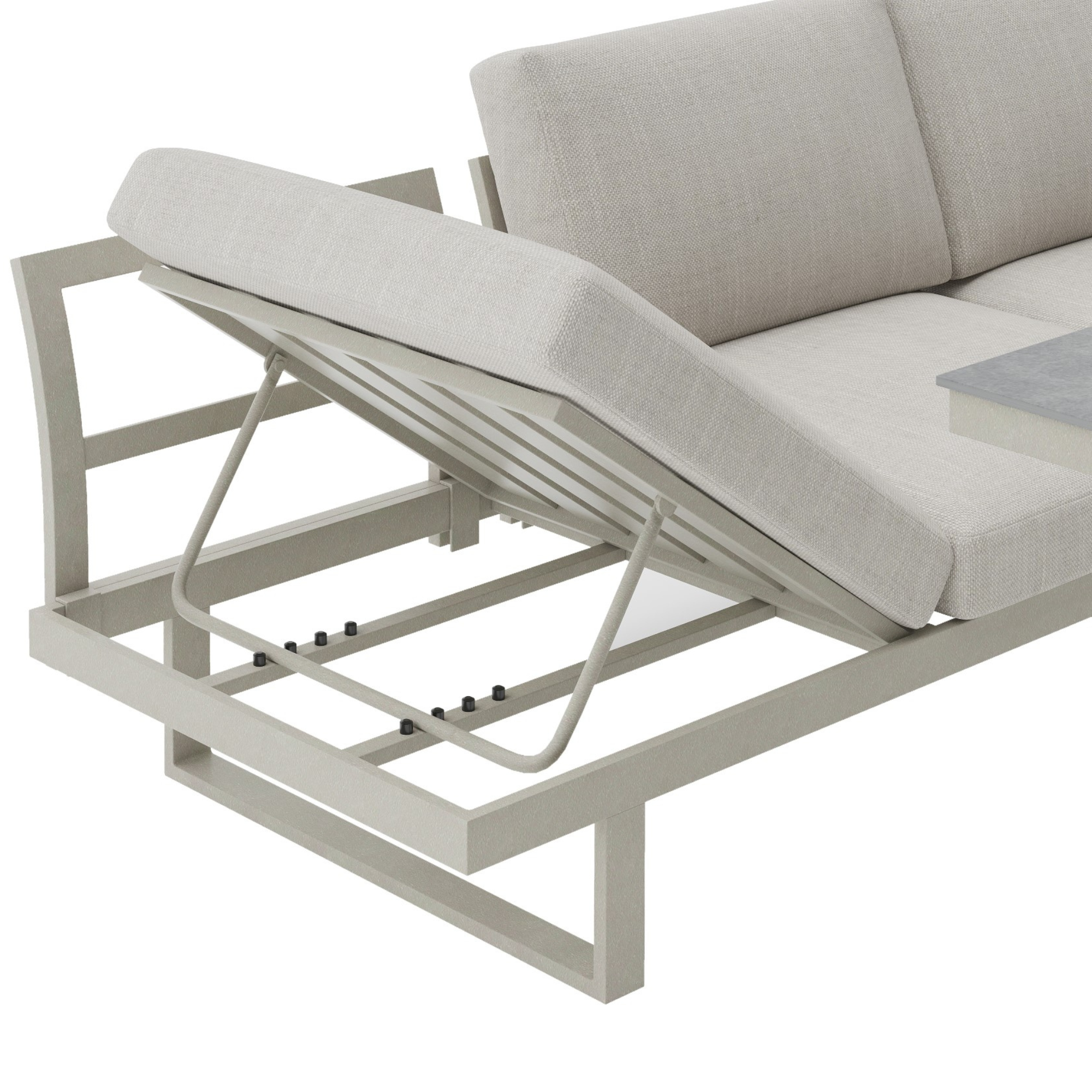 Ensemble de jardin modulaire avec canapé et cadre en aluminium gris clair neutre