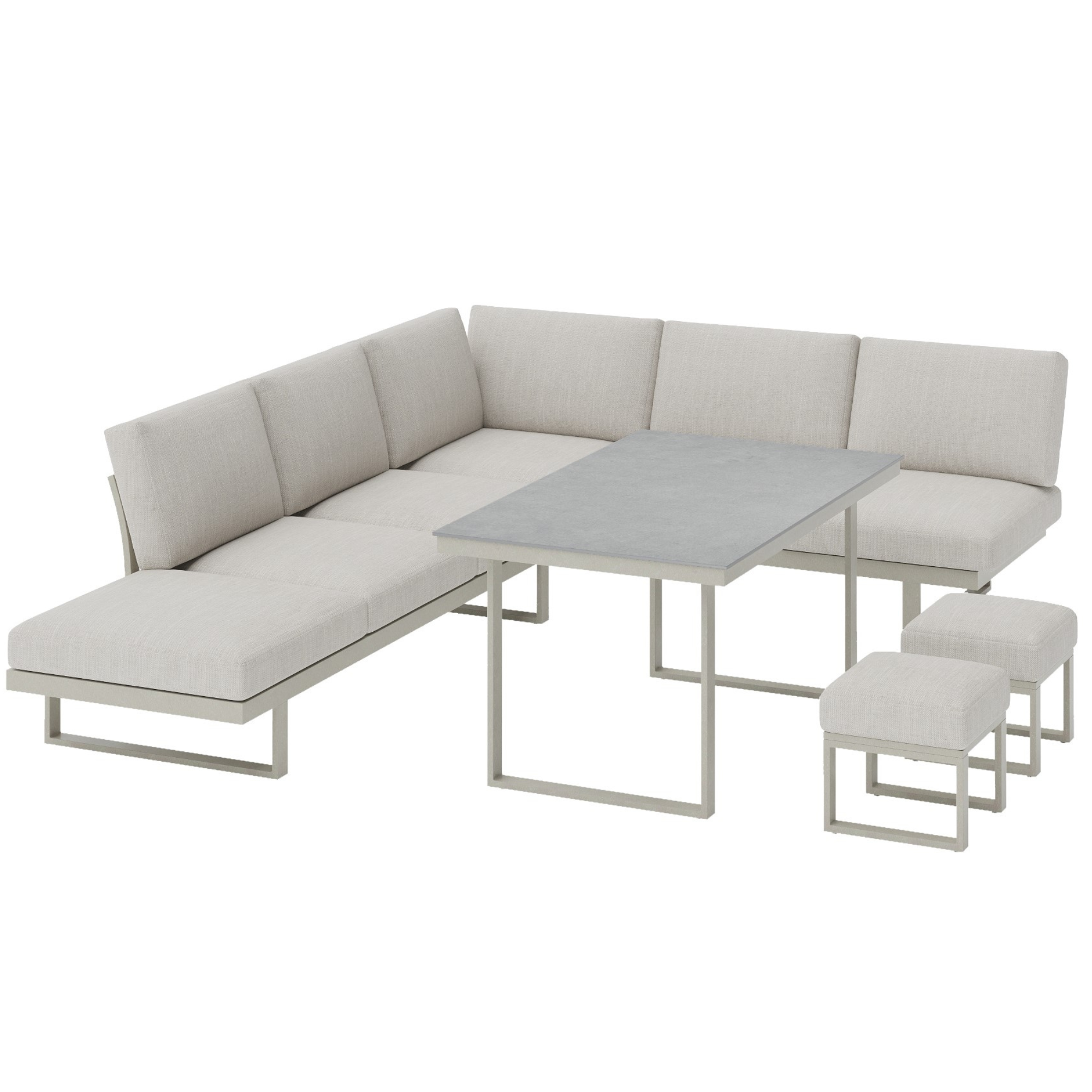 Ensemble de jardin modulaire avec canapé et cadre en aluminium gris clair neutre