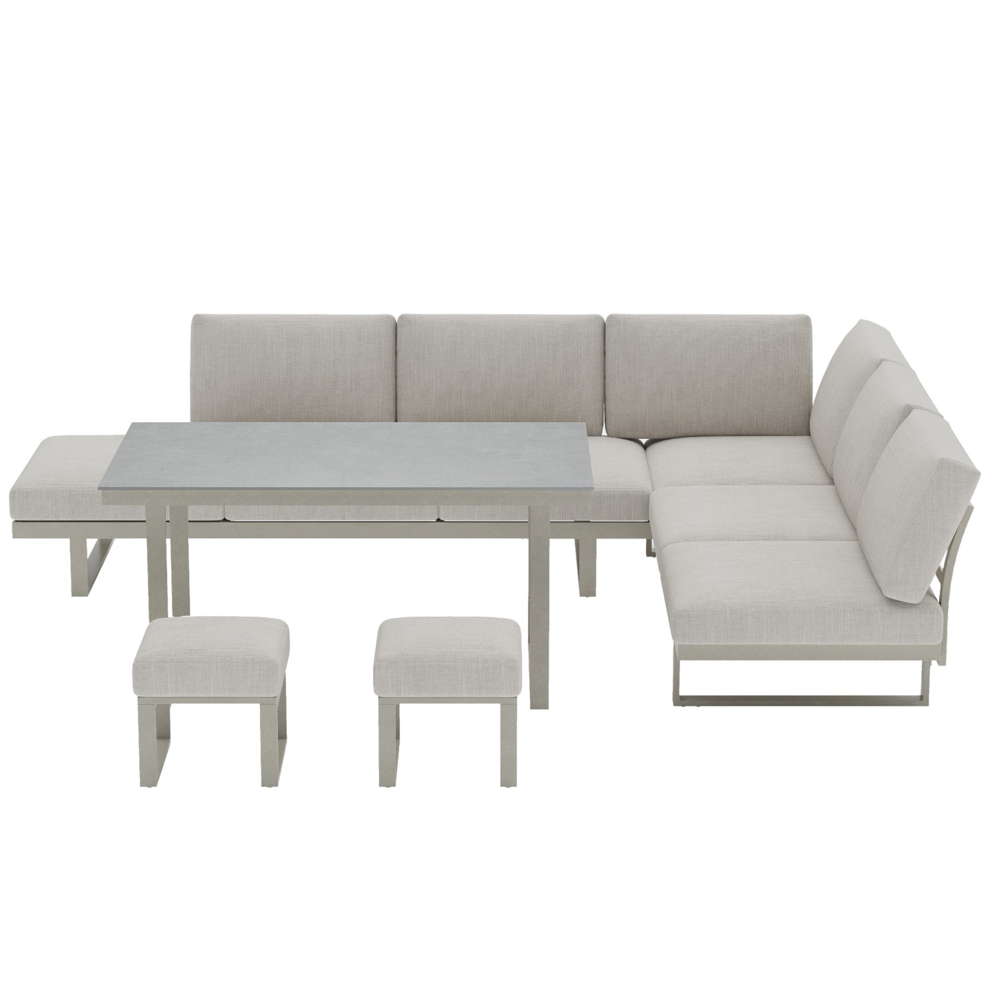 Ensemble de jardin modulaire avec canapé et cadre en aluminium gris clair neutre
