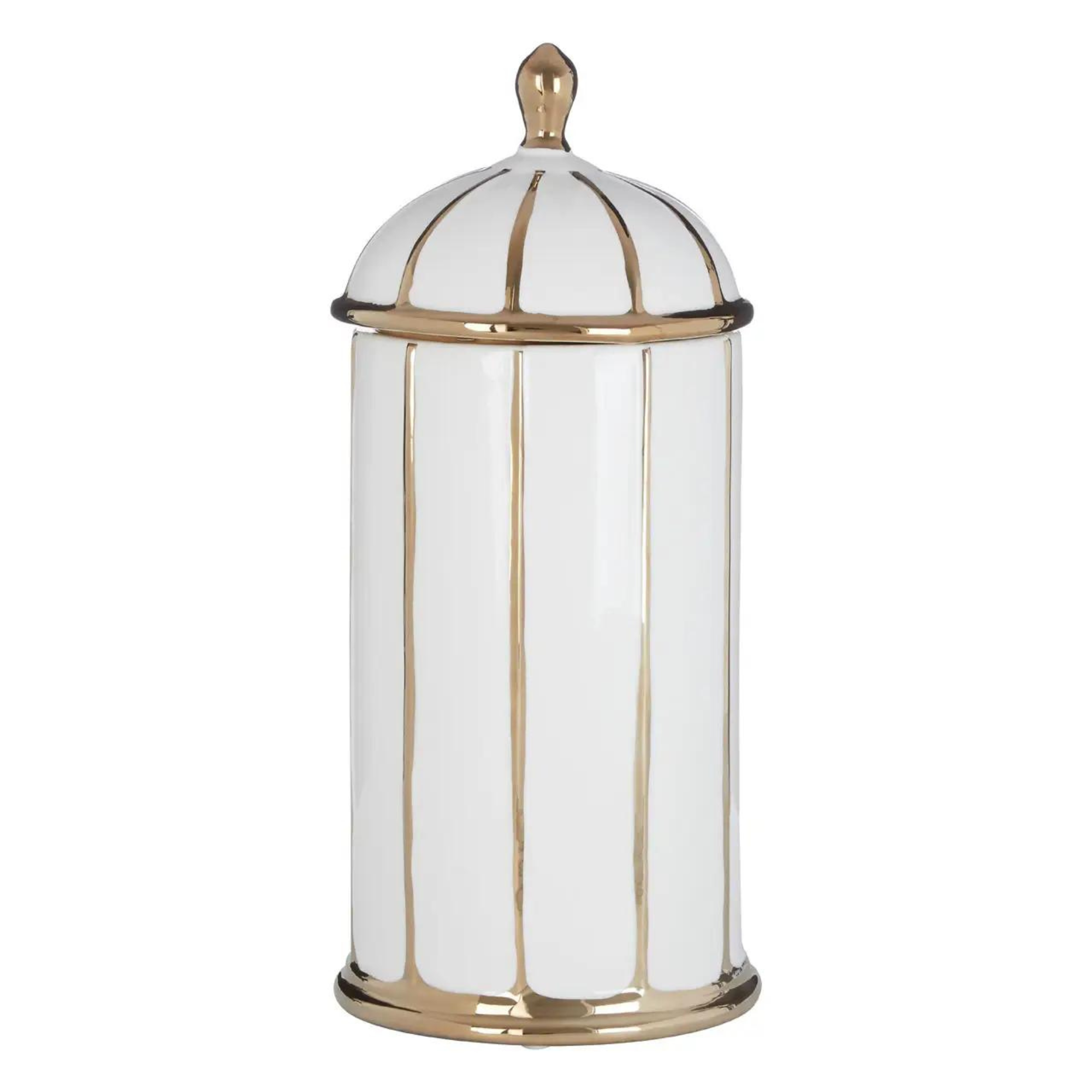Grand pot cylindrique blanc et or