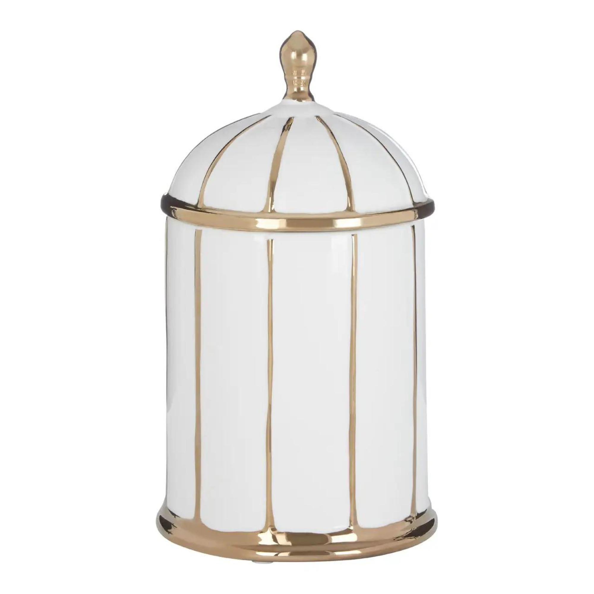 Pot cylindrique moyen blanc et doré