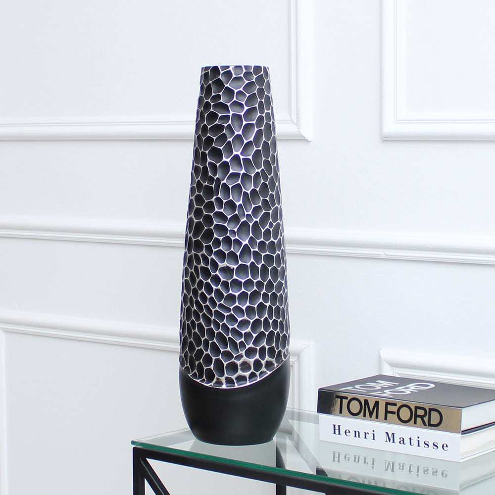 Grand vase noir et argent