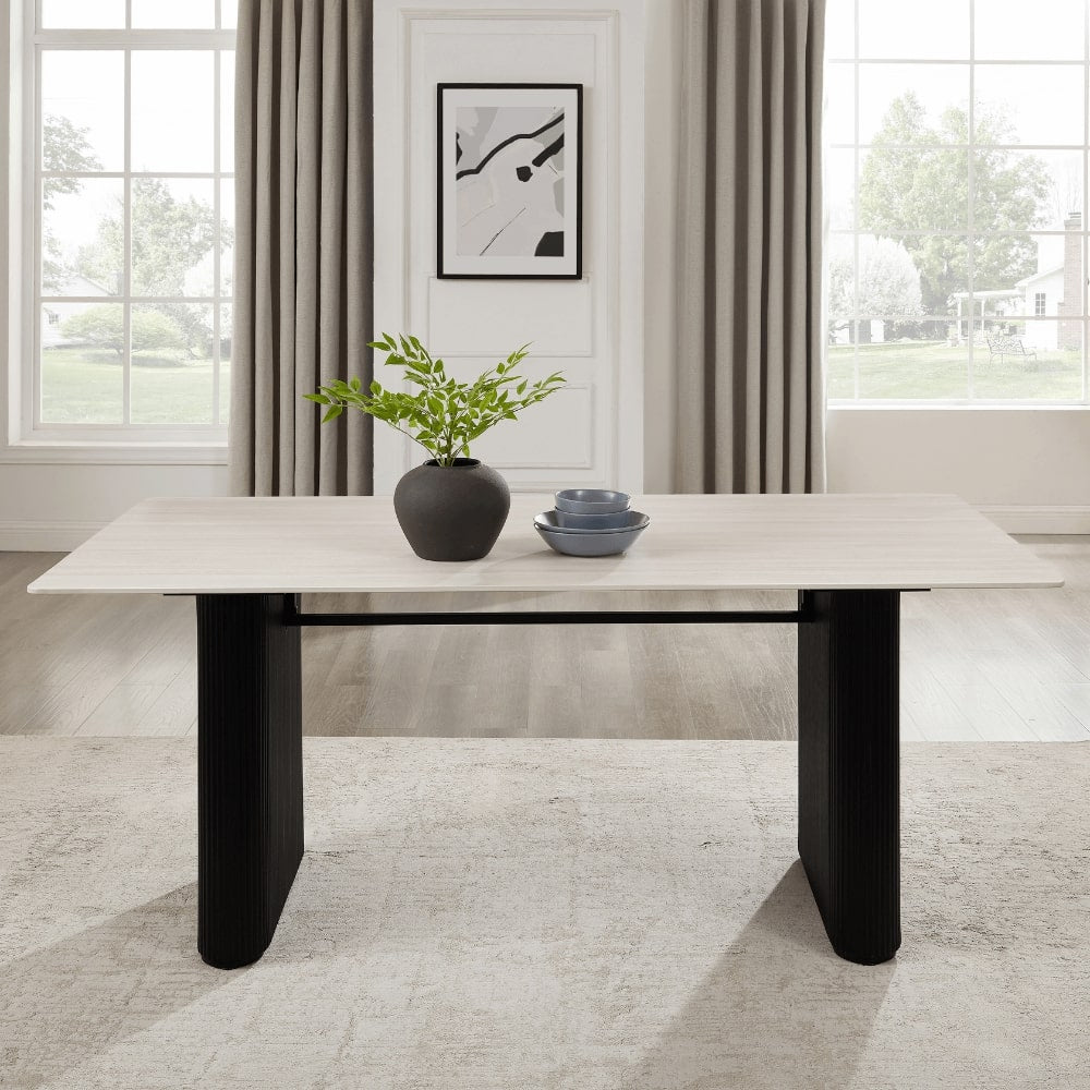 Ensemble de salle à manger en céramique blanche Siena avec 6 chaises Elle