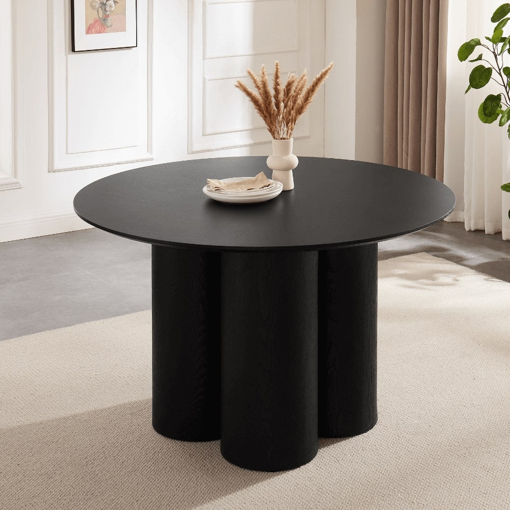 Ensemble de salle à manger rond en bois noir Marco avec 4 chaises Mia