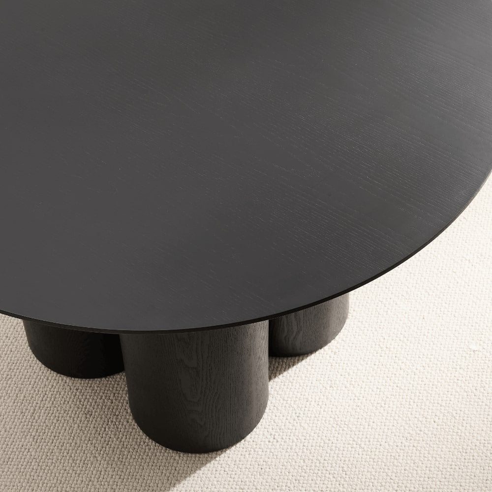 Ensemble de salle à manger rond en bois noir Marco avec 4 chaises Mia