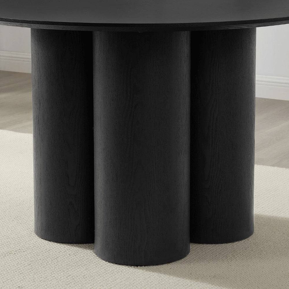 Ensemble de salle à manger rond en bois noir Marco avec 4 chaises Maria