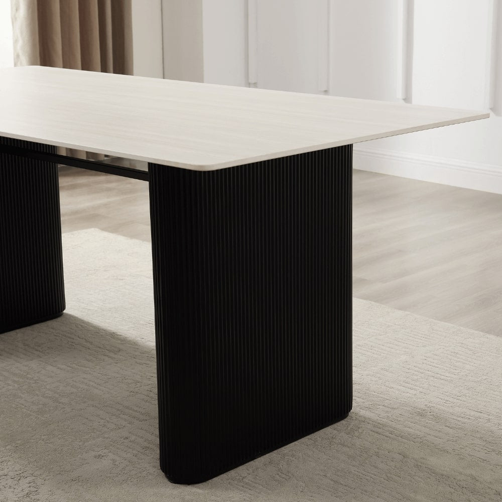 Ensemble de salle à manger en céramique blanche Siena avec 6 chaises Céline