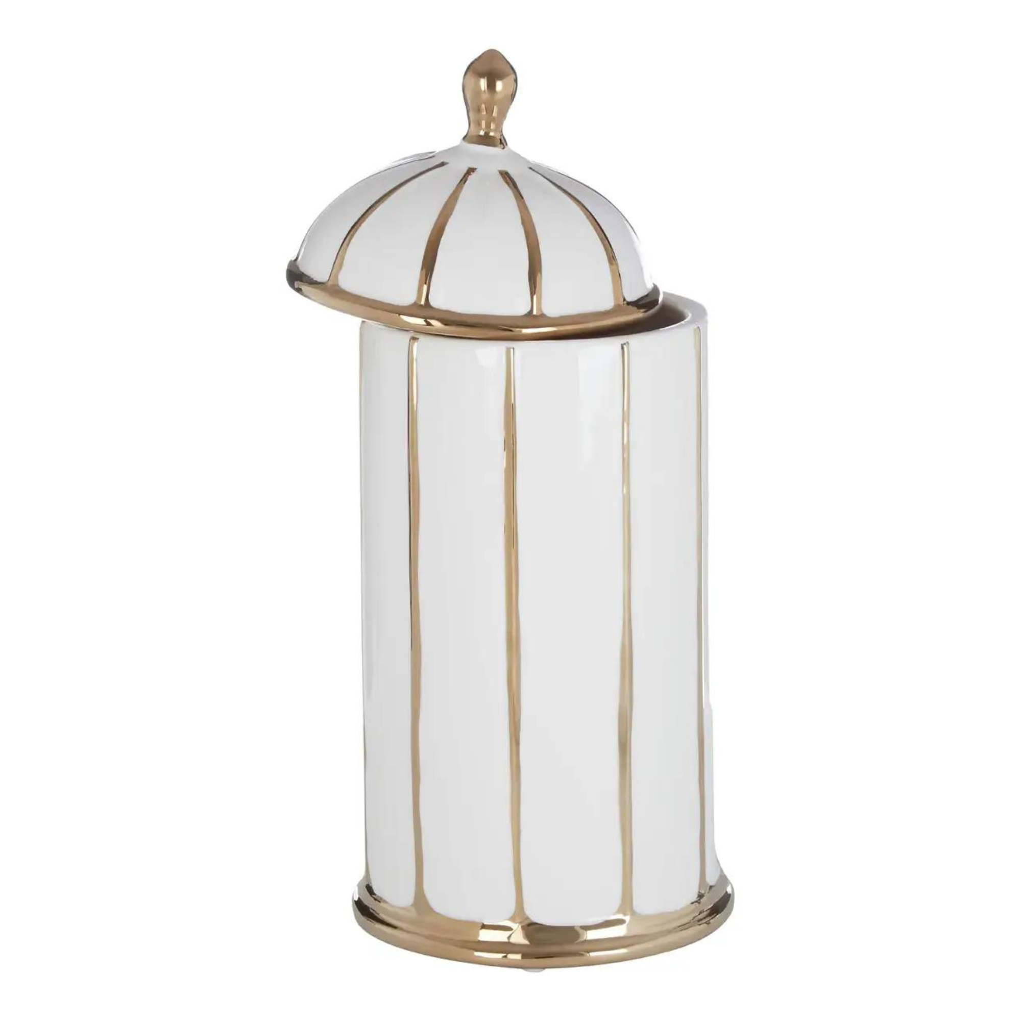 Grand pot cylindrique blanc et or