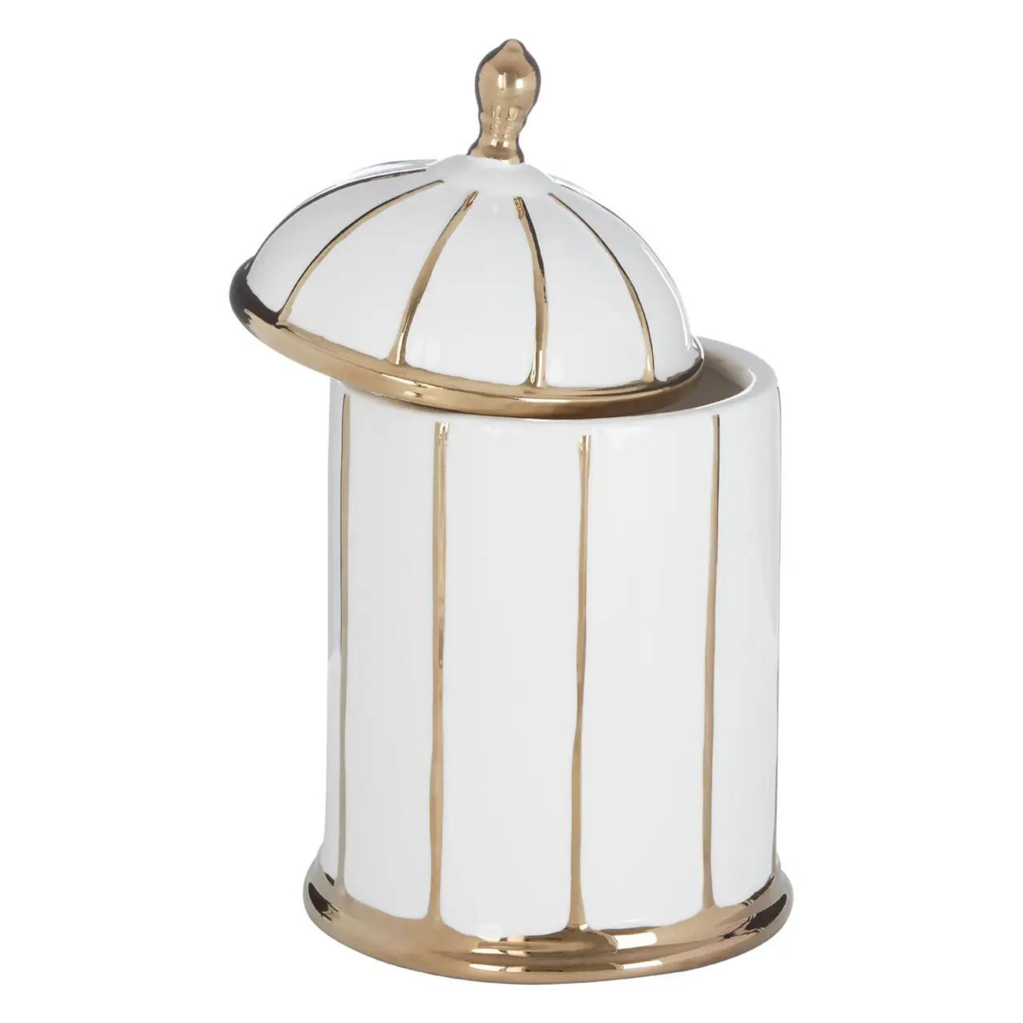 Pot cylindrique moyen blanc et doré