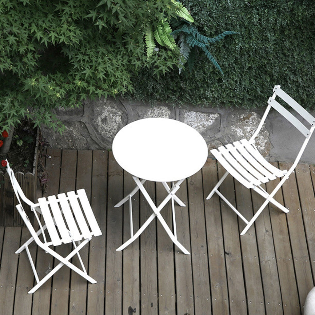 Ensemble bistro minimaliste de patio 3 pièces avec table ronde pliable et chaises - Ensemble bistro de patio 3 pièces