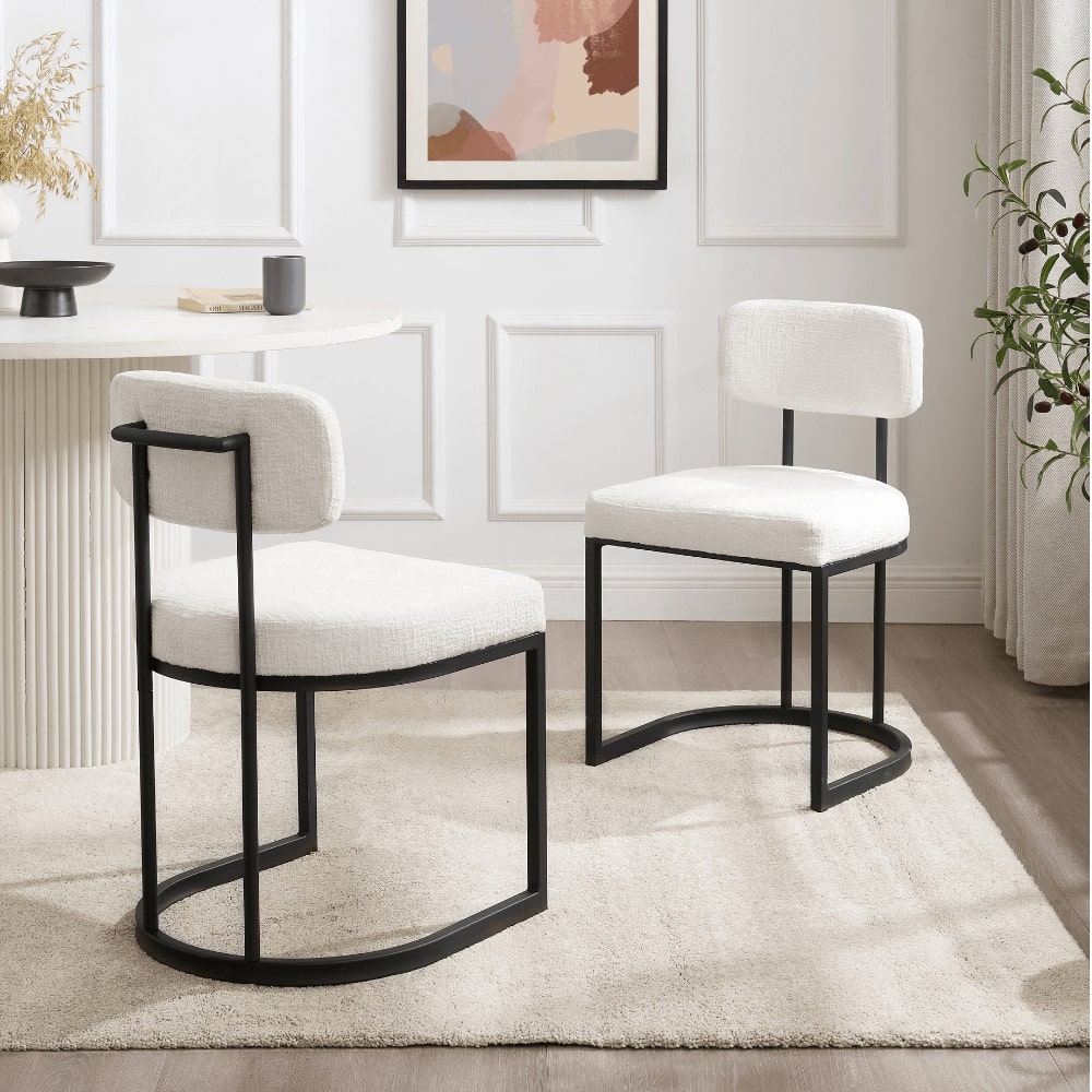 Ensemble de salle à manger rond en bois noir Marco avec 4 chaises Rhea