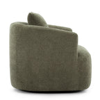 Fauteuil pivotant à 360°, fauteuil d'appoint Boucle 38,2" avec coussin décoratif, fauteuil rembourré en forme de tonneau avec accoudoirs incurvés