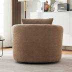 Fauteuil pivotant à 360°, fauteuil d'appoint Boucle 38,2" avec coussin décoratif, fauteuil rembourré en forme de tonneau avec accoudoirs incurvés