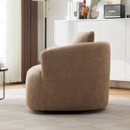Fauteuil pivotant à 360°, fauteuil d'appoint Boucle 38,2" avec coussin décoratif, fauteuil rembourré en forme de tonneau avec accoudoirs incurvés