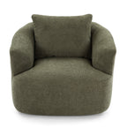 Fauteuil pivotant à 360°, fauteuil d'appoint Boucle 38,2" avec coussin décoratif, fauteuil rembourré en forme de tonneau avec accoudoirs incurvés