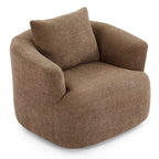 Fauteuil pivotant à 360°, fauteuil d'appoint Boucle 38,2" avec coussin décoratif, fauteuil rembourré en forme de tonneau avec accoudoirs incurvés