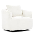 Fauteuil pivotant à 360°, fauteuil d'appoint Boucle 38,2" avec coussin décoratif, fauteuil rembourré en forme de tonneau avec accoudoirs incurvés