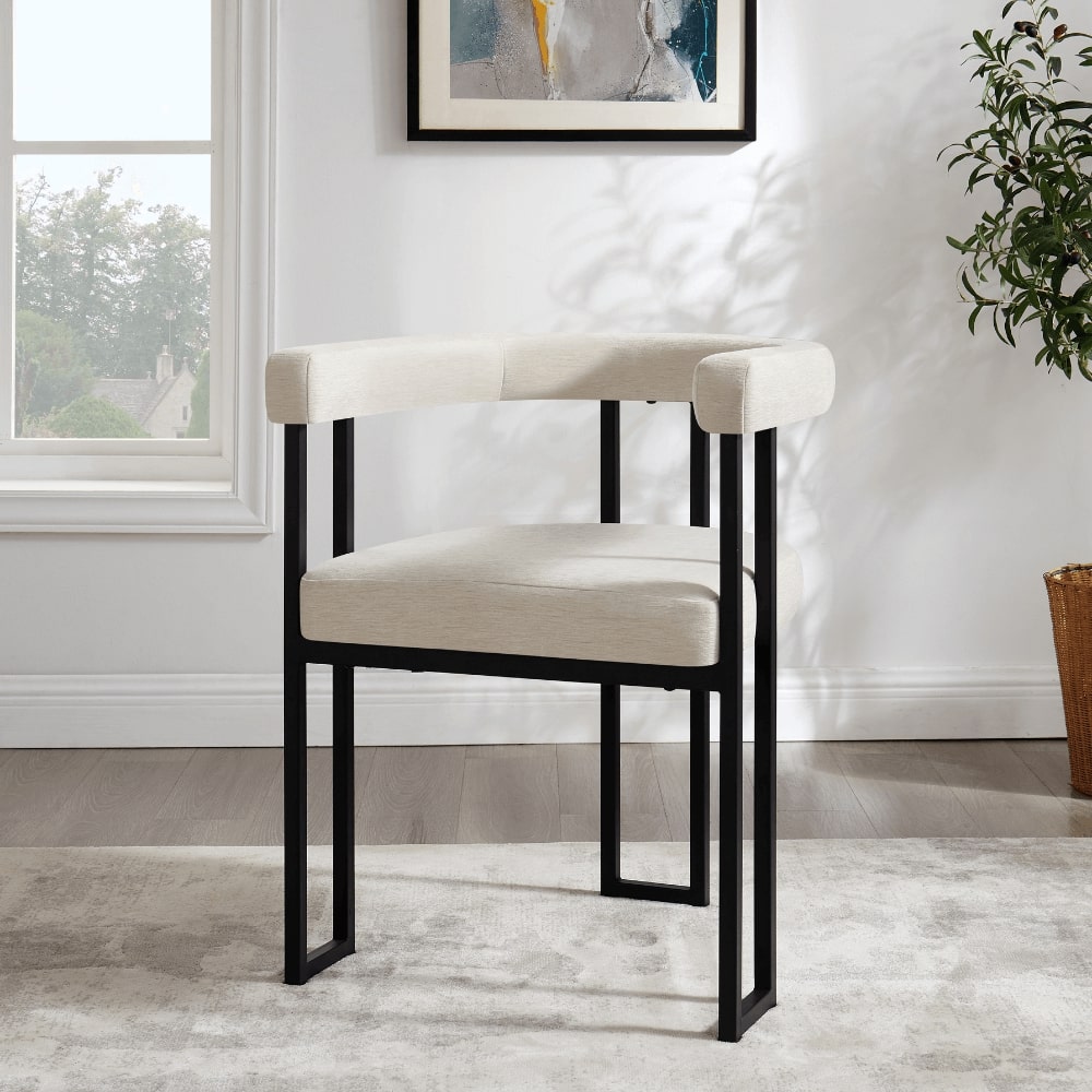 Ensemble de salle à manger en céramique blanche Siena avec 6 chaises Céline